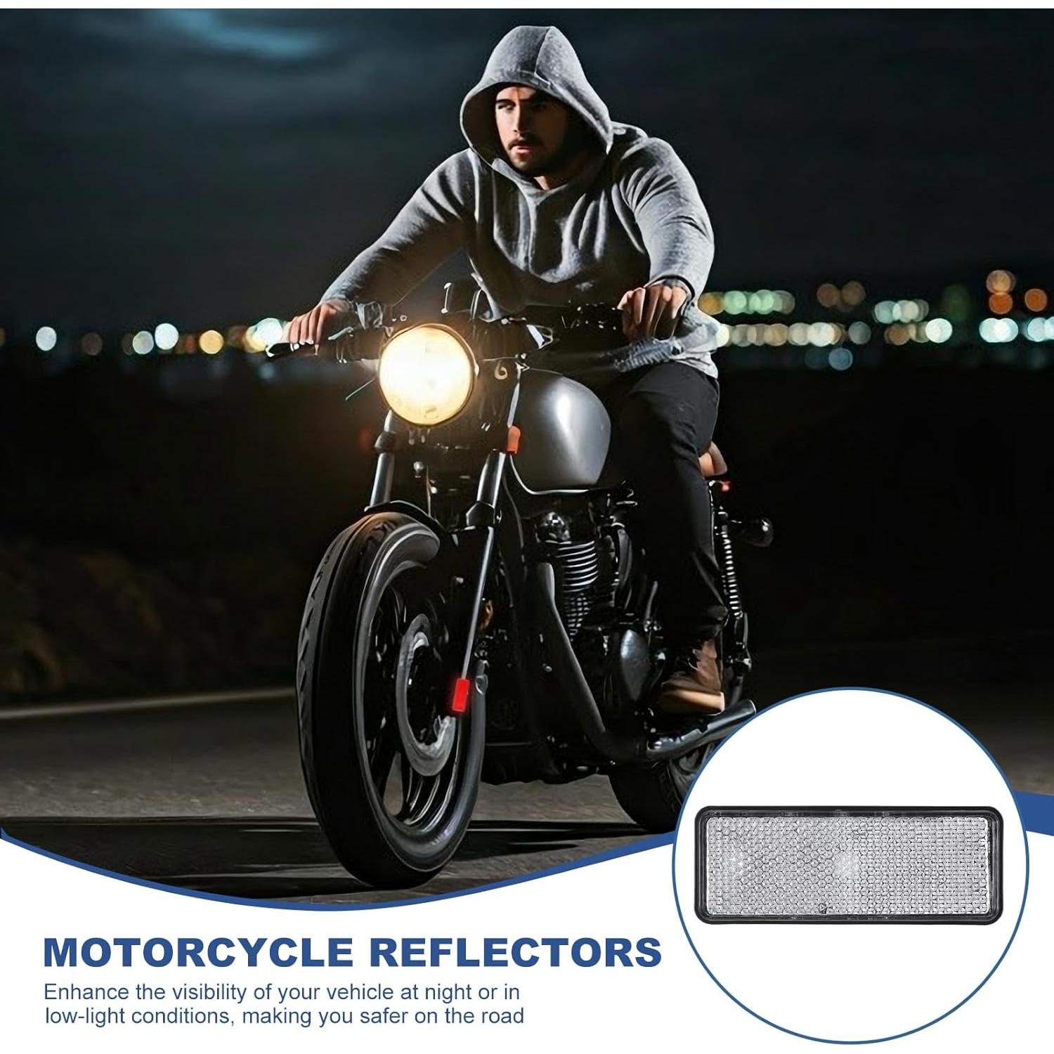 Reflectores Traseros PATIKIL 2 Pcs Plástico Blanco 8.8x3.4cm