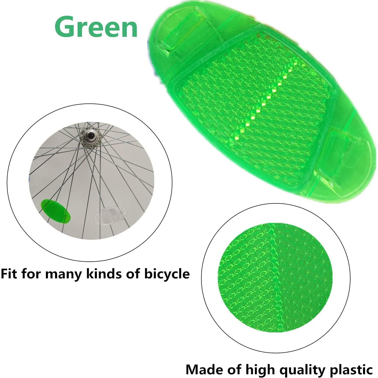 8 Reflectores Ovalados para Ruedas de Bicicleta UoYu Verde