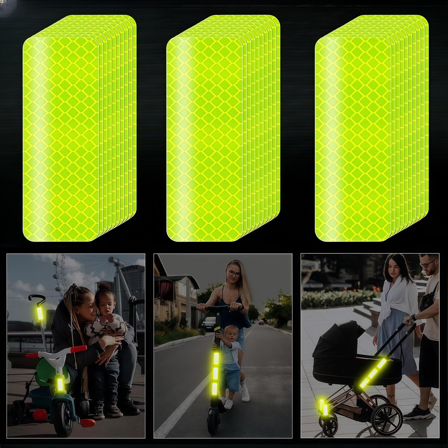 Cinta Reflectante 30 PCS Verde Fluorescente 3x8 cm para Seguridad