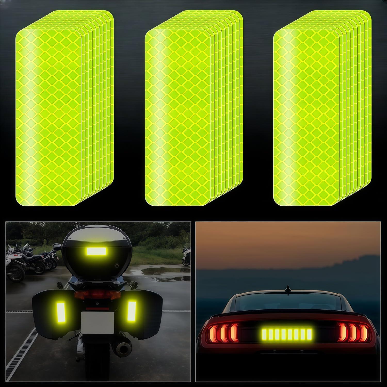 Cinta Reflectante 30 PCS Verde Fluorescente 3x8 cm para Seguridad