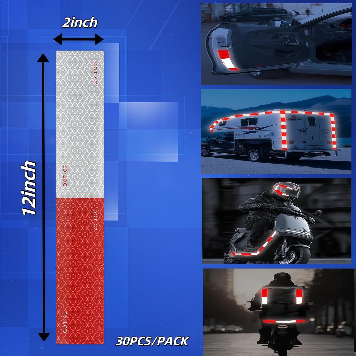 Cinta Reflectante 30 Pcs XIAXIANOVA 5x30cm Rojo/Blanco DOT-C2