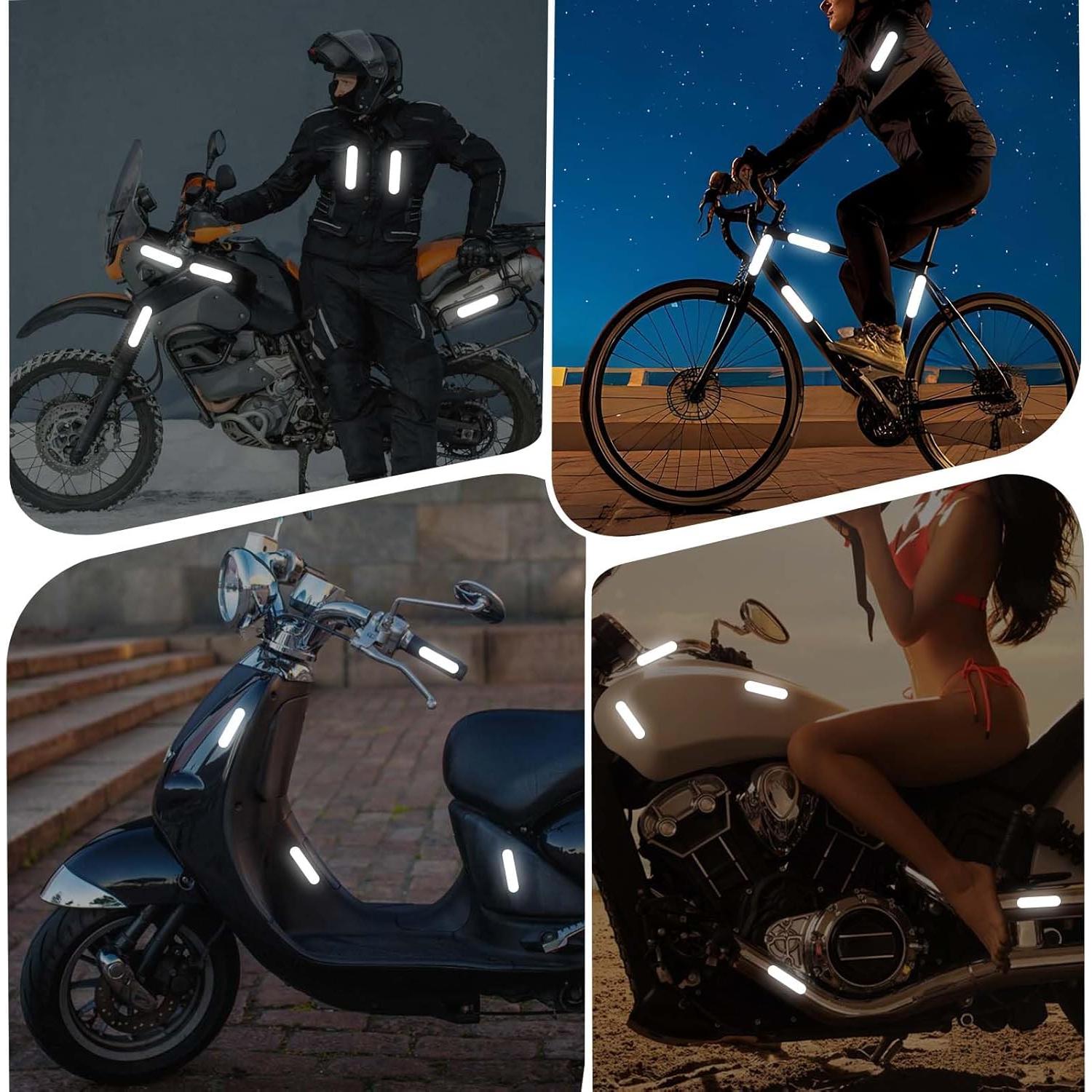 10 Calcomanías Reflectantes Negras AOZUO para Casco y Bicicleta