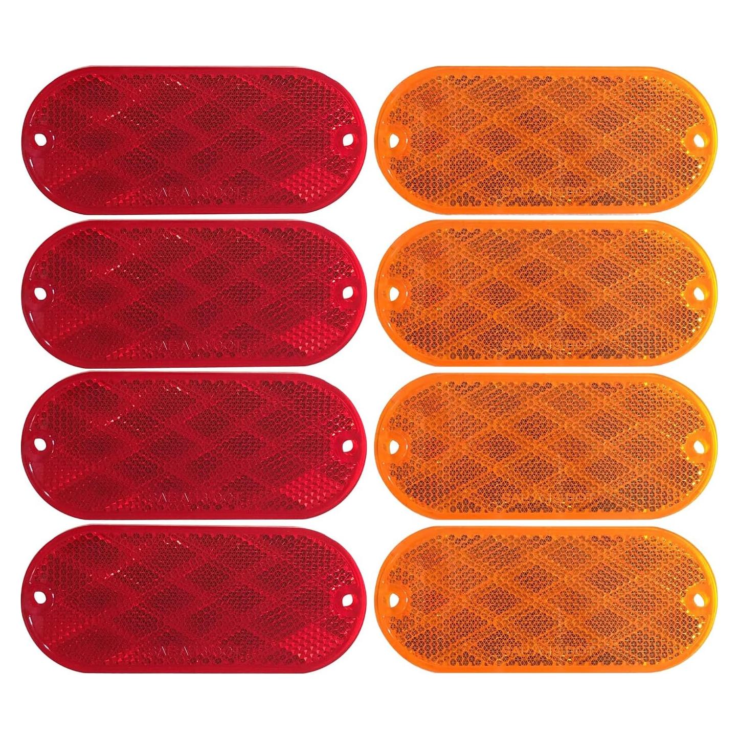Reflectores Ovalados MaxxHaul 51018 Paquete de 8 - 4 Rojos y 4 Ámbar
