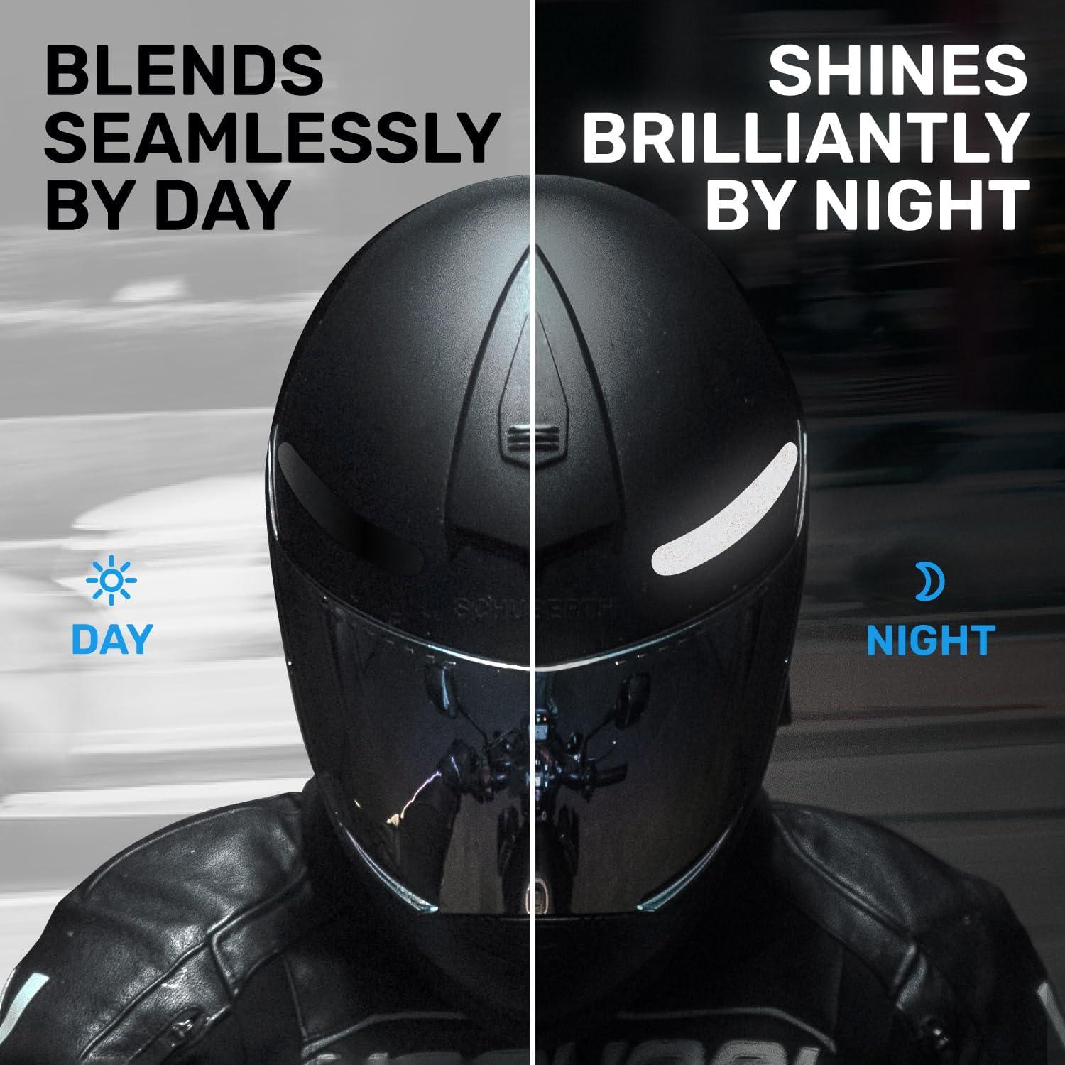 Calcomanías Reflectantes Negras ELOS - Cinta 3M para Cascos - 2 Unidades