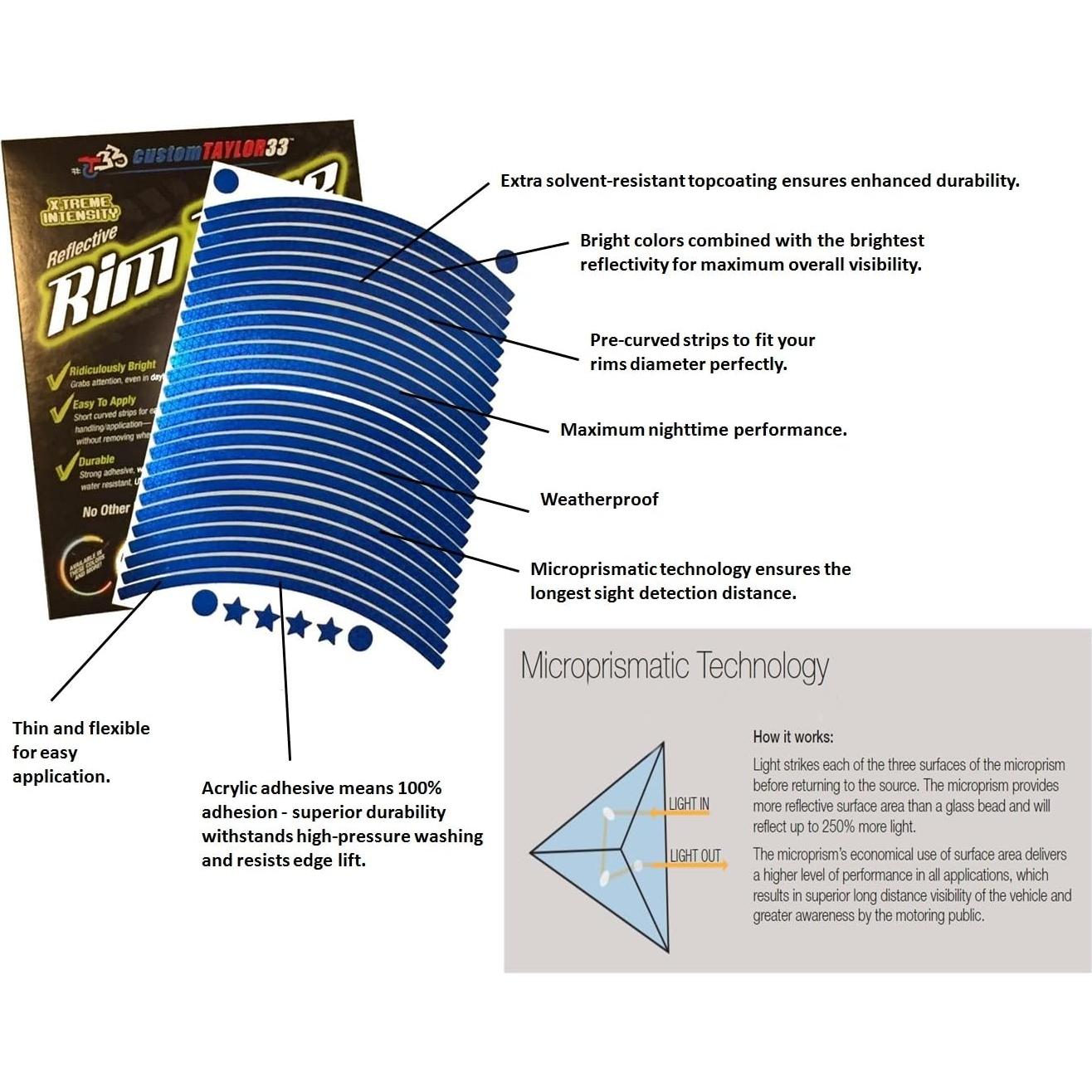 Cinta Reflectante de Llanta customTAYLOR33 Azul 43.18 cm