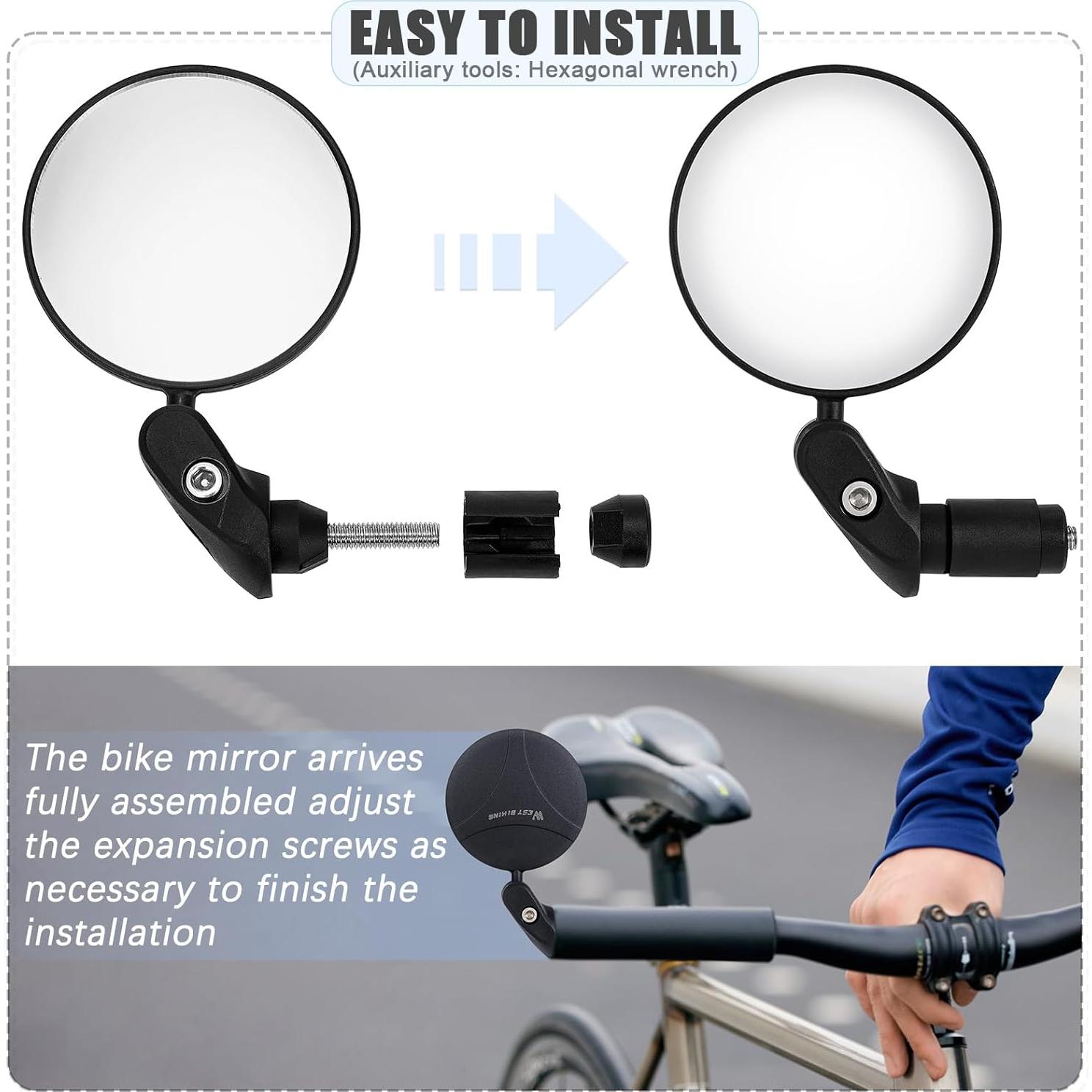 Espejos Retrovisores de Bicicleta TAGVO 360° Ajustables HD (2 PCS)