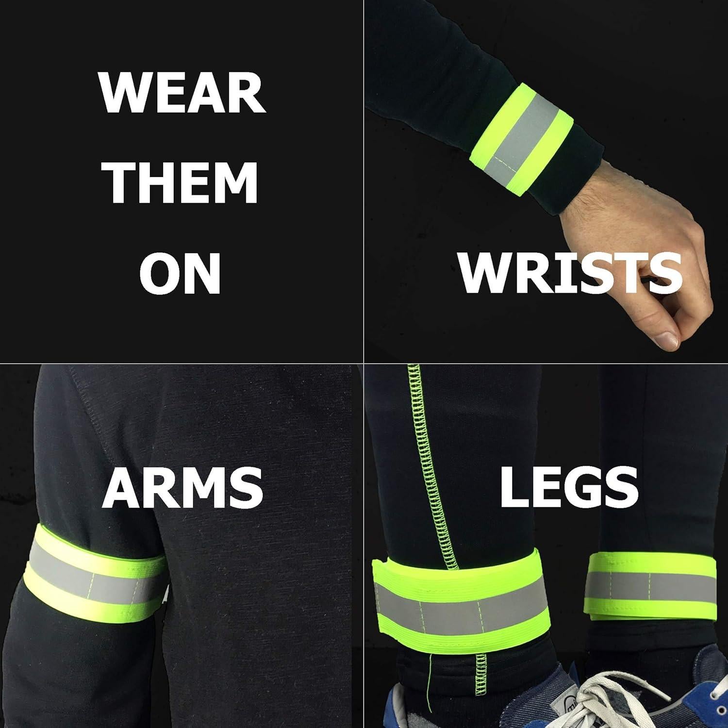 Bandas Reflectantes HiVisible para Correr y Caminar - 2 Unidades