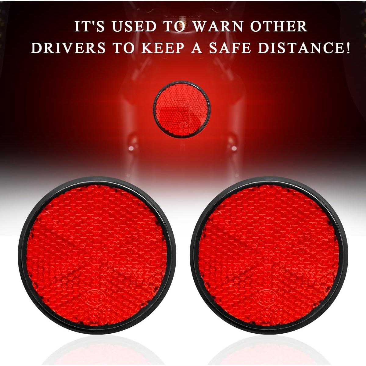 Reflectores de Motocicleta Yourkar 2 PCS Rojo Redondo