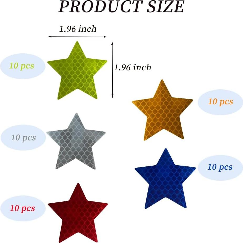 50 Calcomanías Reflectantes Fenaetimo 5x5cm para Seguridad