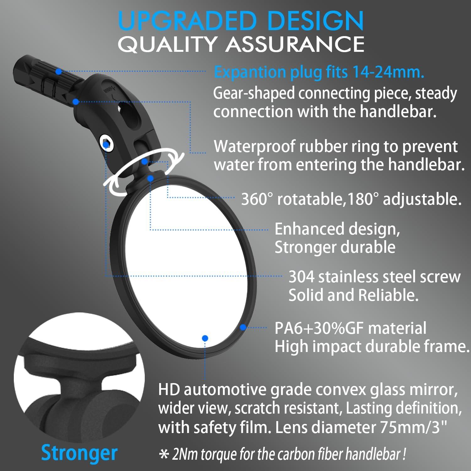 Espejo Retrovisor de Bicicleta BriskMore 76mm Convexo HD