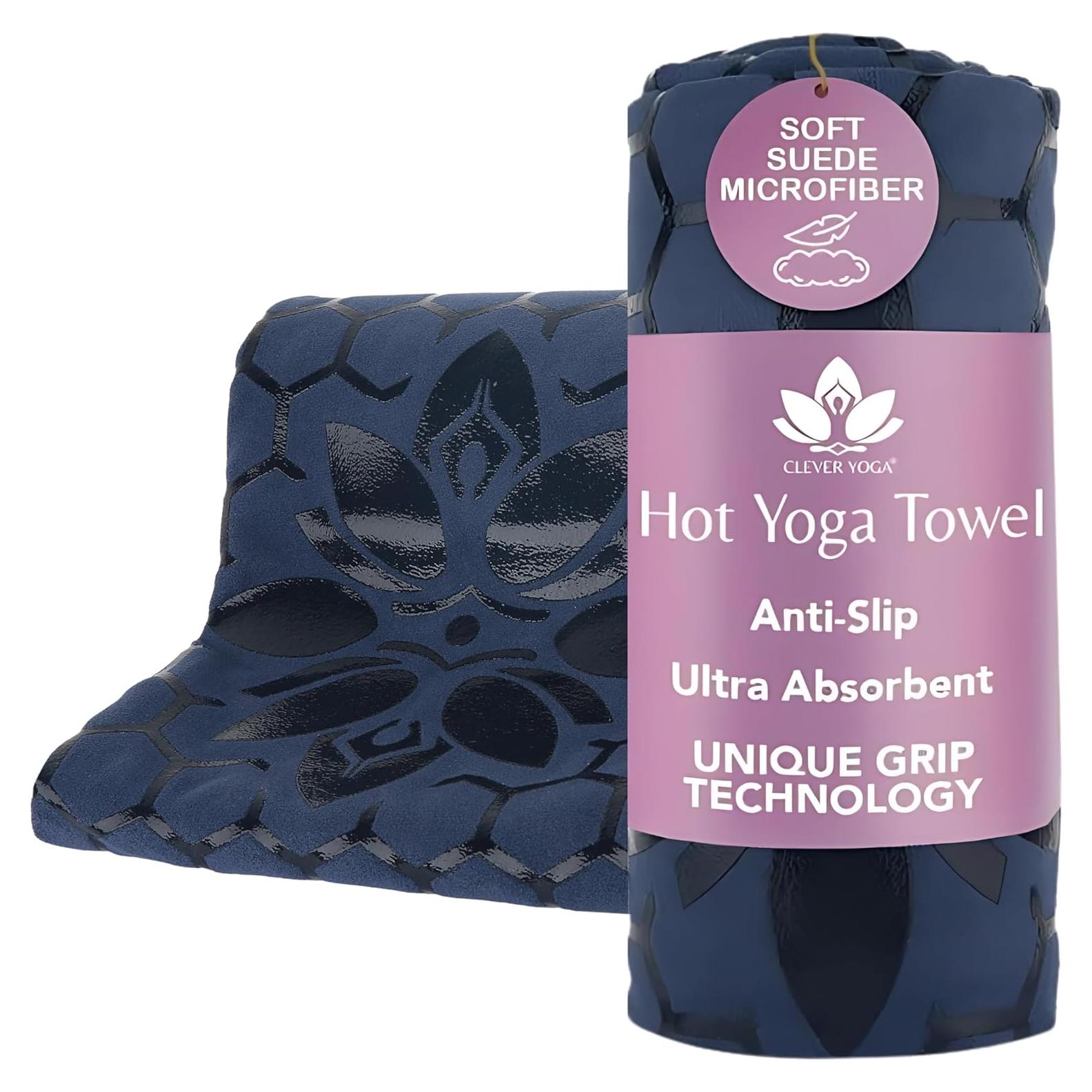 Toalla de Yoga Antideslizante Clever Yoga - Azul Oscuro, 182.88x66.04cm