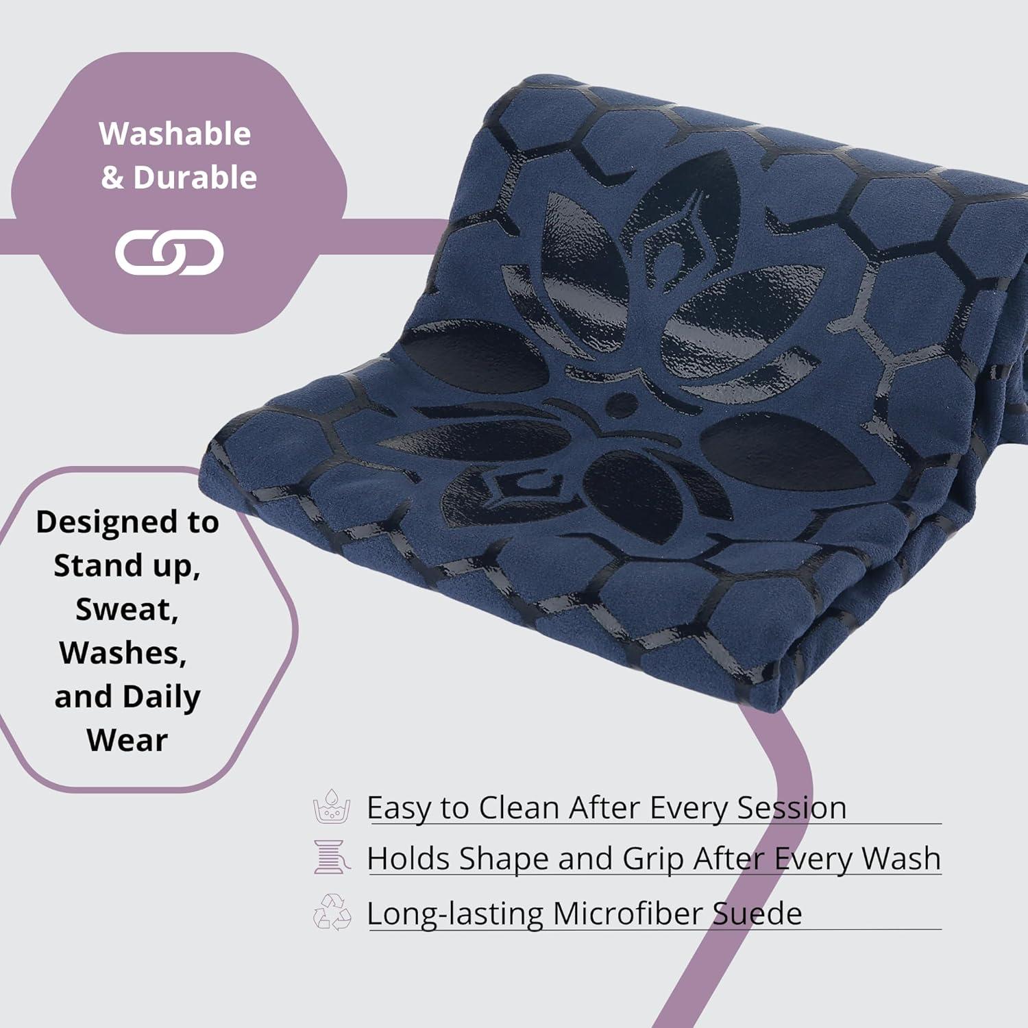 Toalla de Yoga Antideslizante Clever Yoga - Azul Oscuro, 182.88x66.04cm