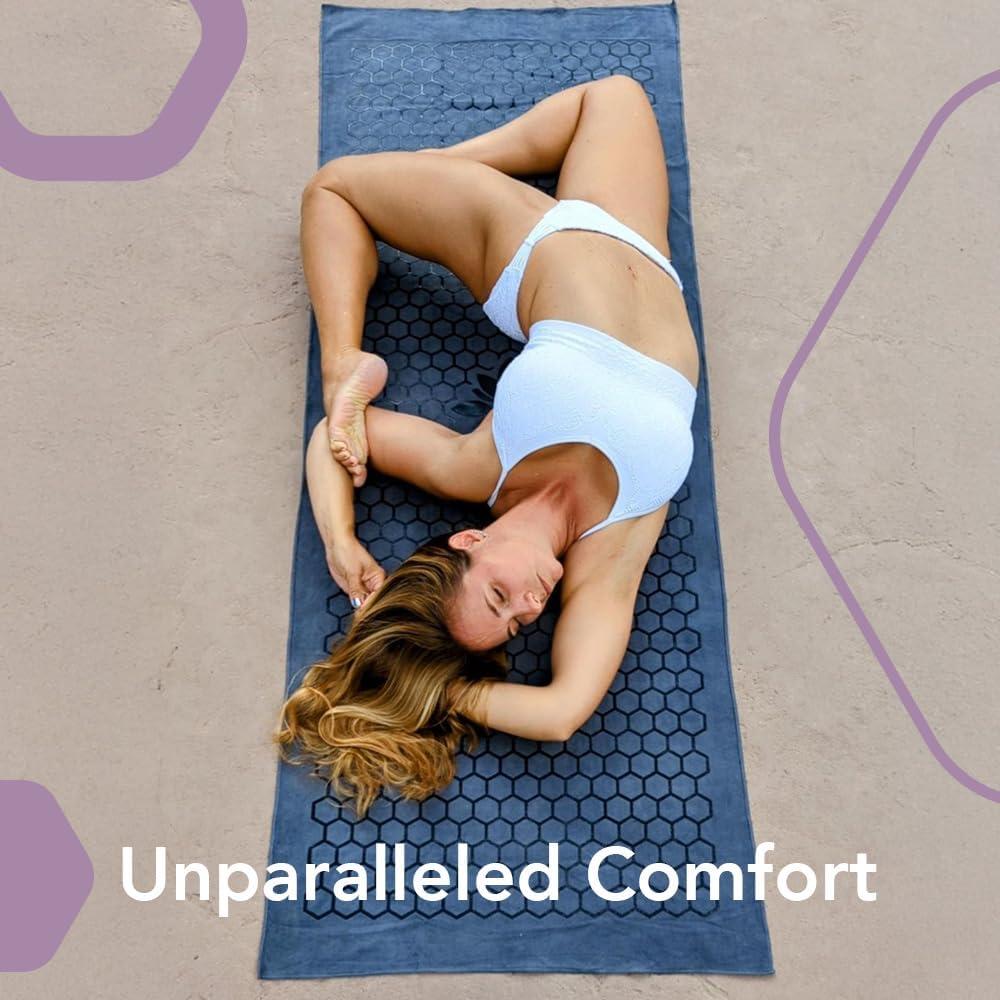 Toalla de Yoga Antideslizante Clever Yoga - Azul Oscuro, 182.88x66.04cm