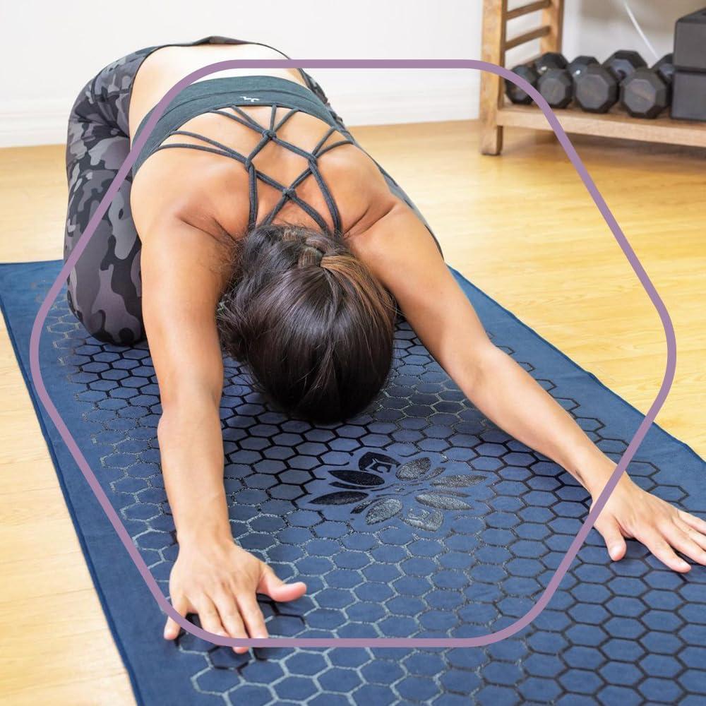 Toalla de Yoga Antideslizante Clever Yoga - Azul Oscuro, 182.88x66.04cm