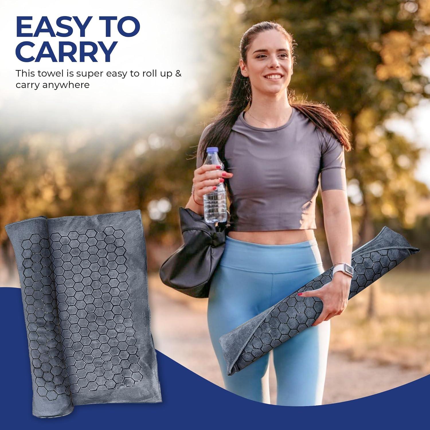 Toalla de Yoga Antideslizante Activate Yo 185x66 cm Gris