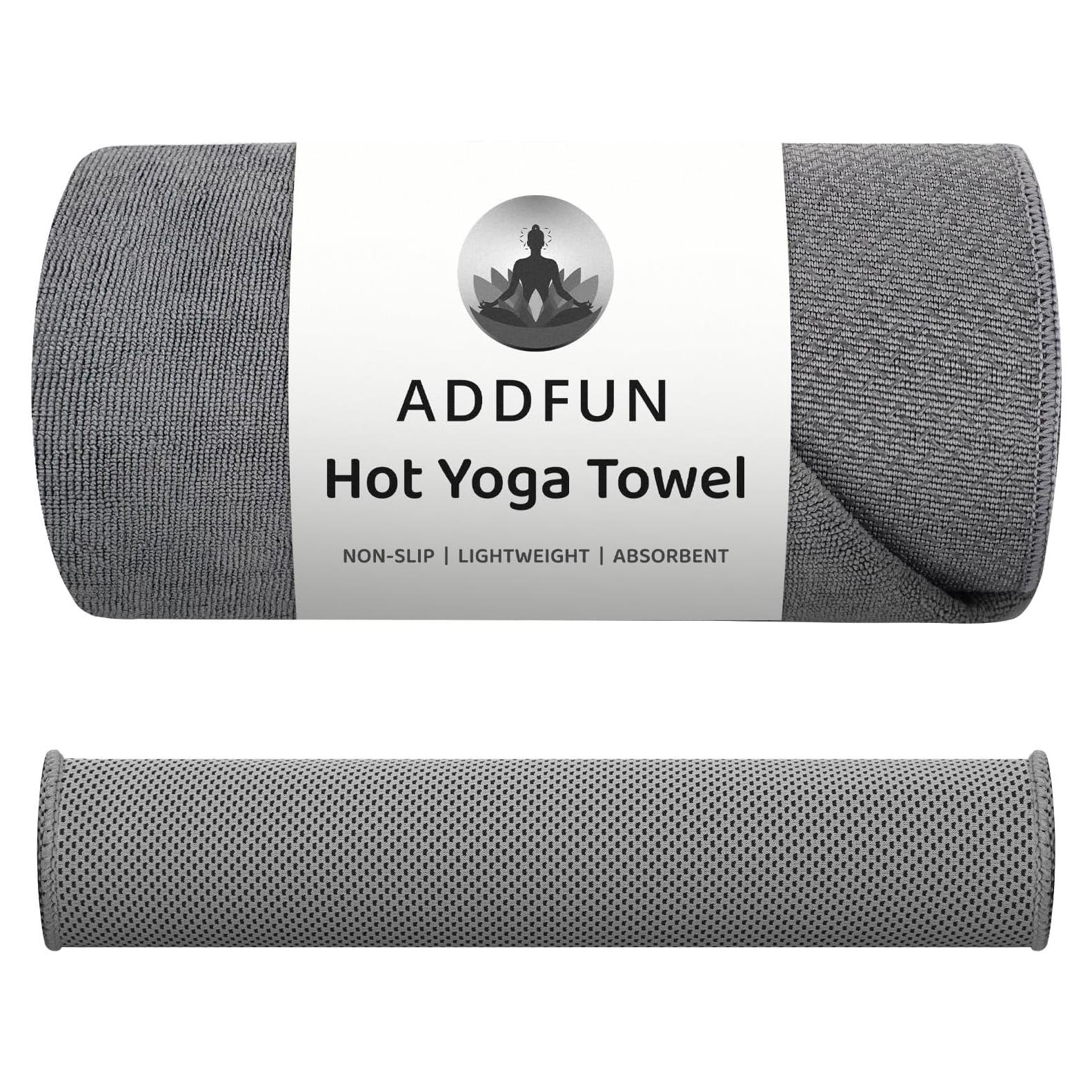 Hot Yoga Towel, Yoga Mat Towels for Hot Yoga Non Slip Yoga Towels 72''X24.8'' with Grip Dots Cooling Towel Sweat Absorbent Microfiber Pilates Towel for Bikram Exercise and Fitness (Gray)