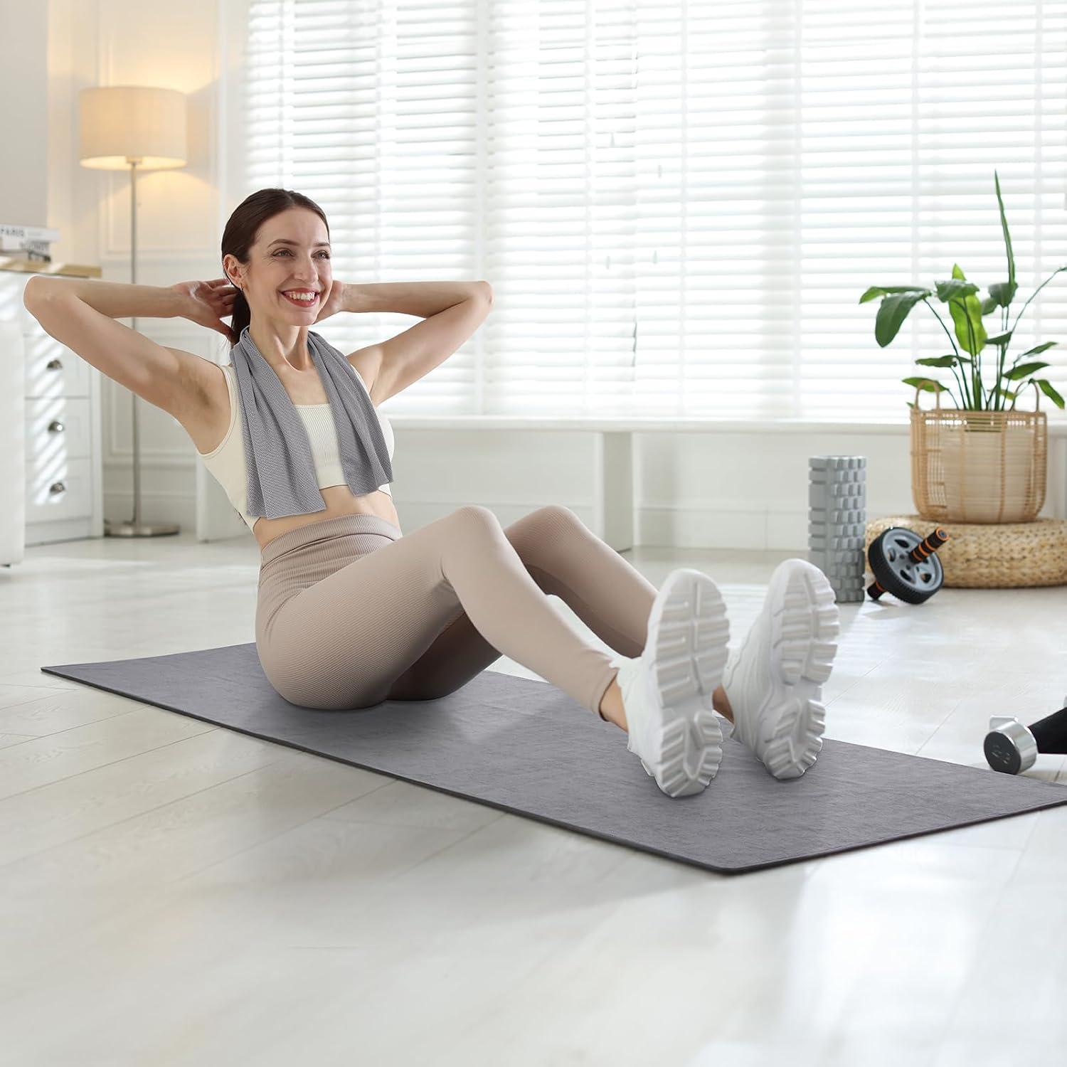 Hot Yoga Towel, Yoga Mat Towels for Hot Yoga Non Slip Yoga Towels 72''X24.8'' with Grip Dots Cooling Towel Sweat Absorbent Microfiber Pilates Towel for Bikram Exercise and Fitness (Gray)