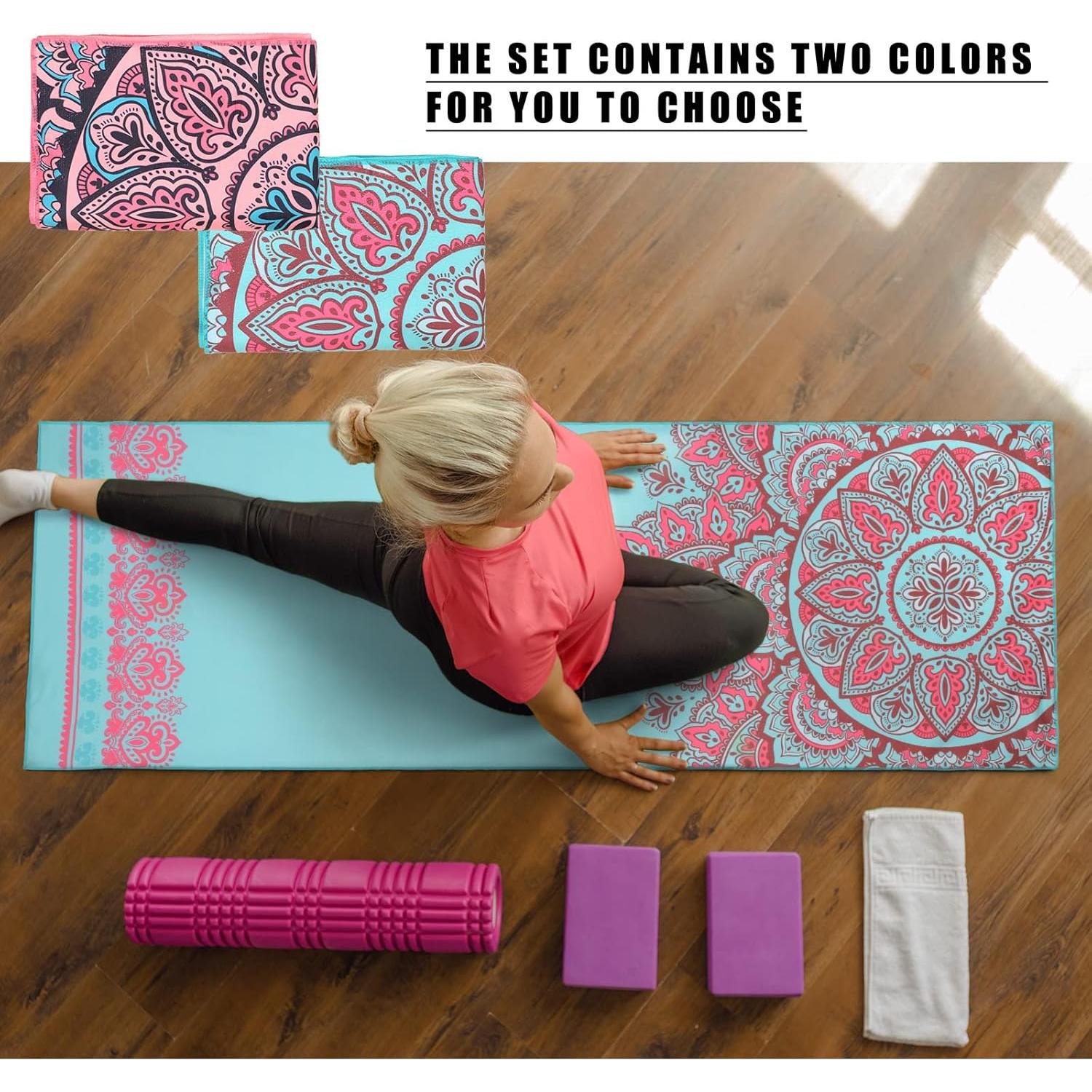 Toalla de Yoga Antideslizante Tudomro 2 Pcs 185x63 cm Microfibra