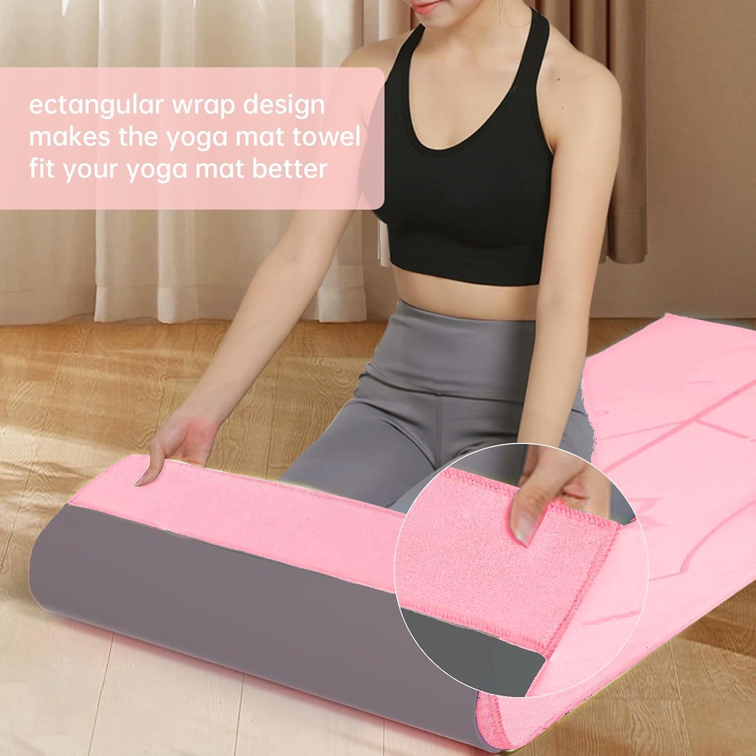 Toalla de Yoga Antideslizante CSITE Rosa 183x63 cm + Toalla de Mano