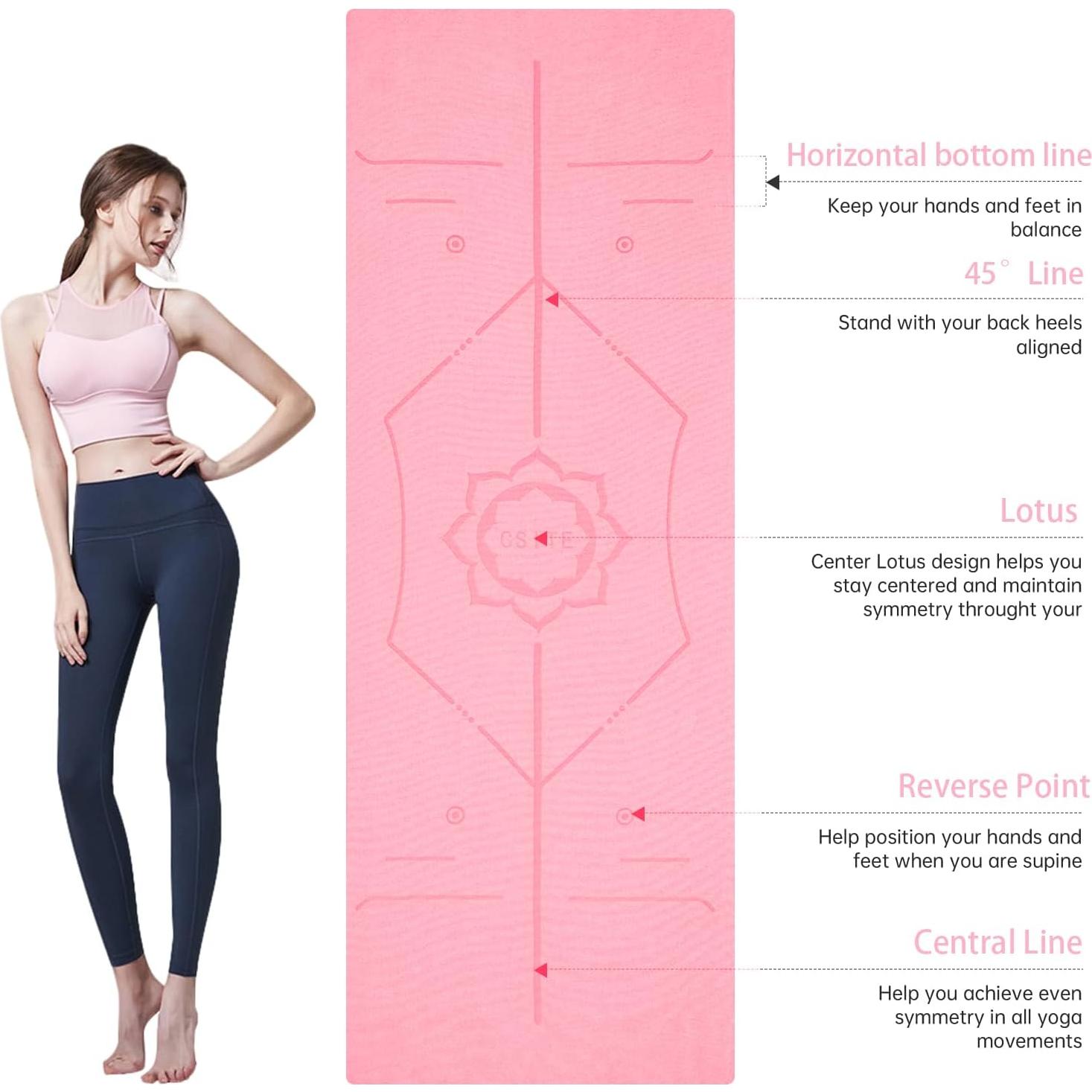 Toalla de Yoga Antideslizante CSITE Rosa 183x63 cm + Toalla de Mano