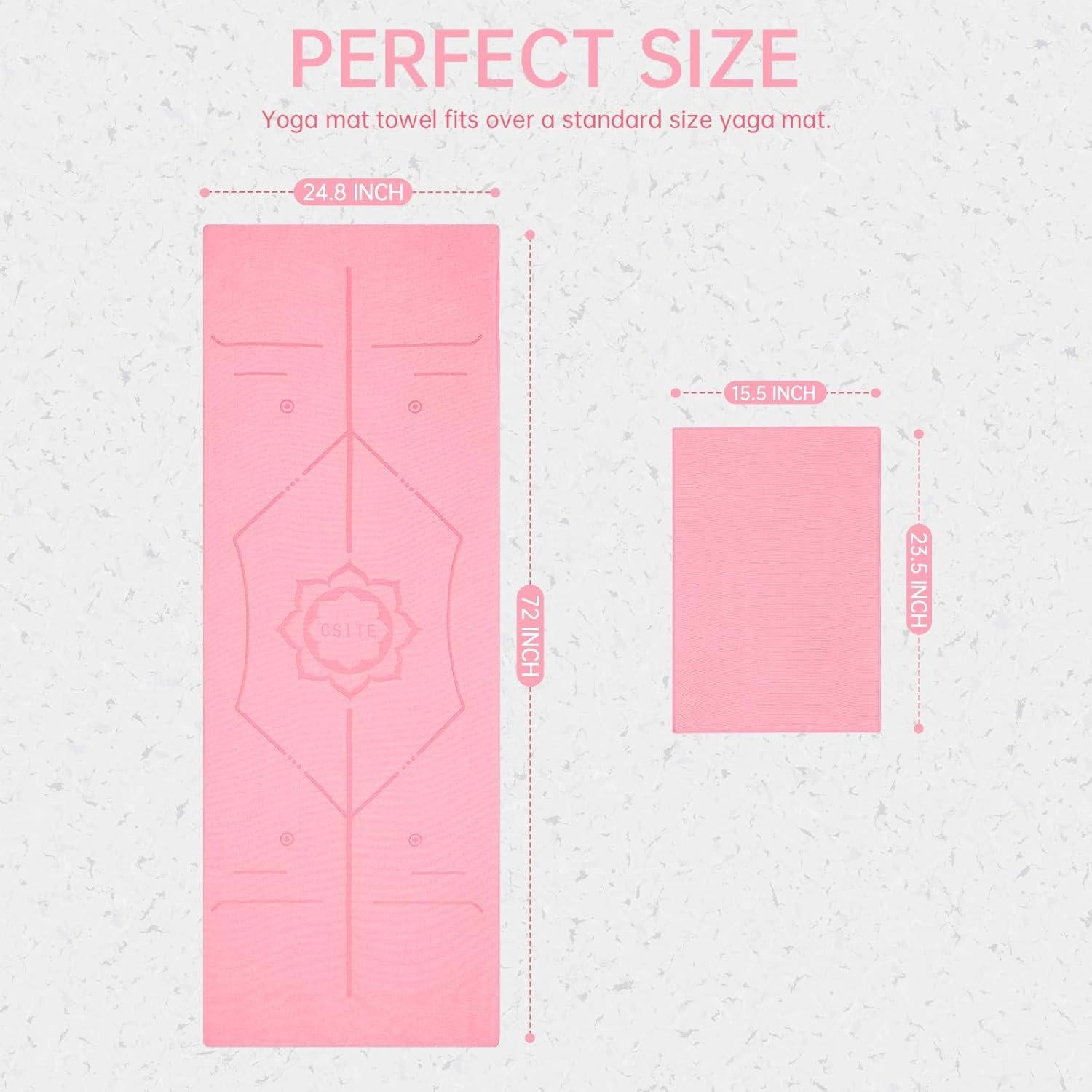 Toalla de Yoga Antideslizante CSITE Rosa 183x63 cm + Toalla de Mano