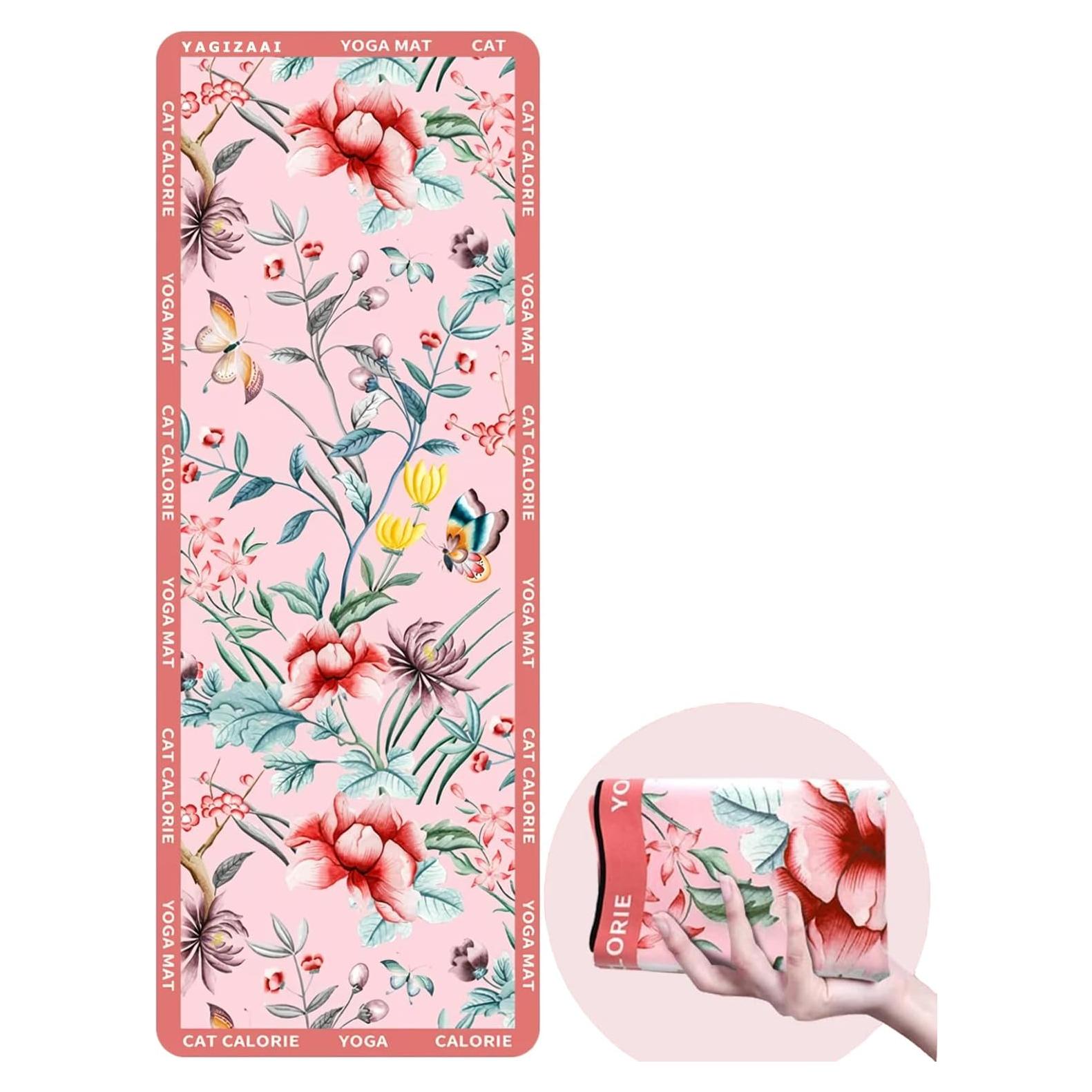Toalla de Yoga Yagizaai Rosa Floral Antideslizante 182.88x67.78cm