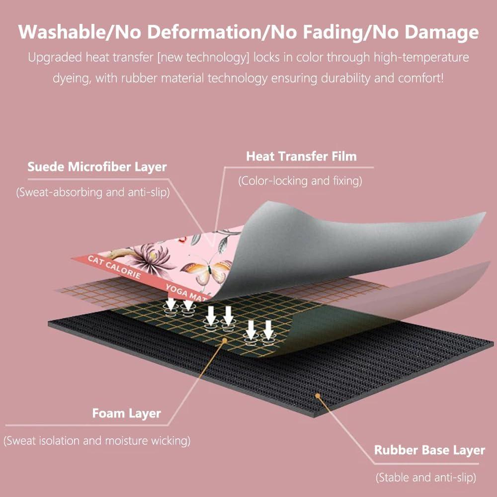 Toalla de Yoga Yagizaai Rosa Floral Antideslizante 182.88x67.78cm