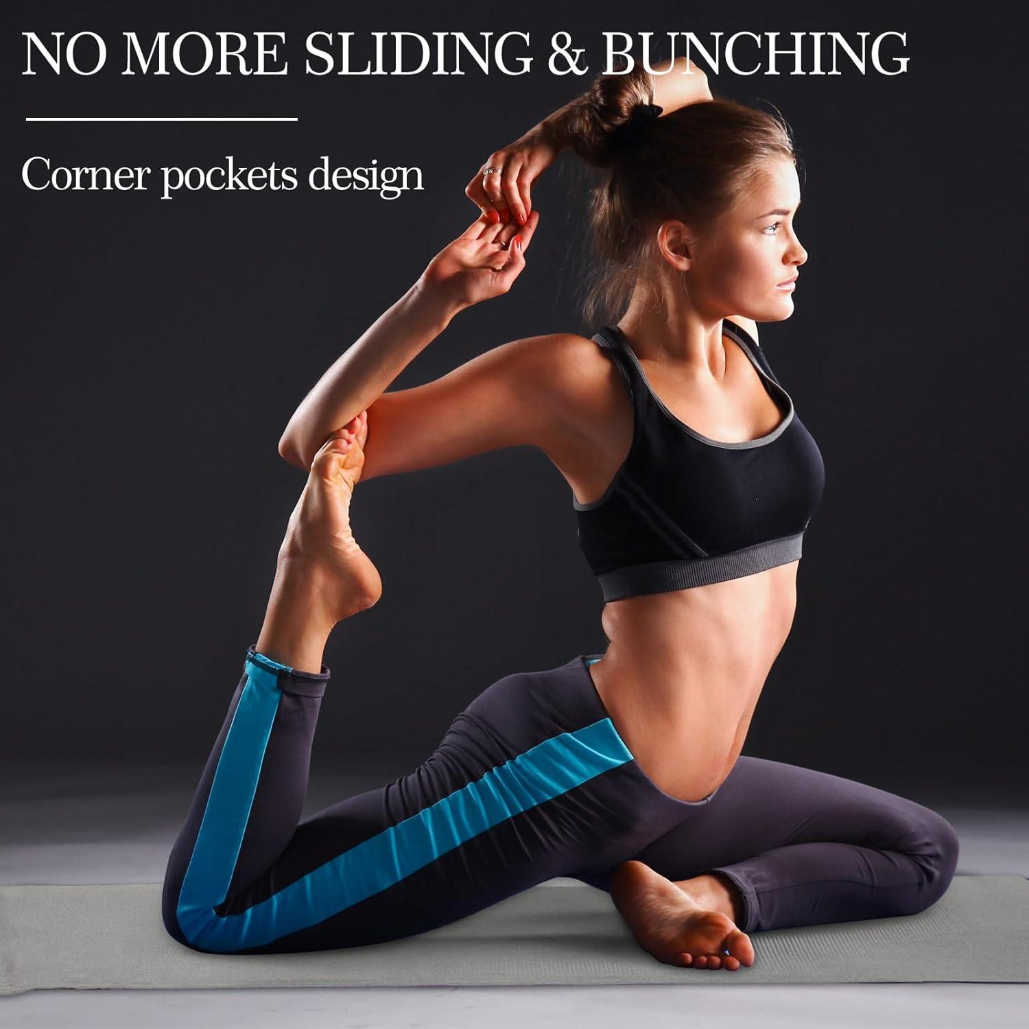 Juego de Toallas de Yoga Antideslizantes Breling 4 Pcs Microfibra