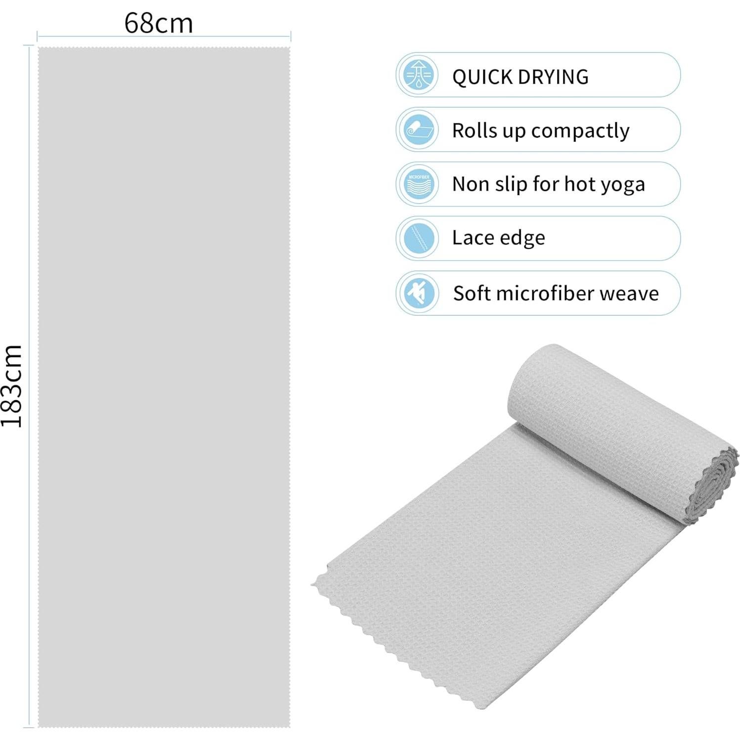 Toallas de Yoga Caliente MOONSMILE 2 Paquete Antideslizante 182x67cm