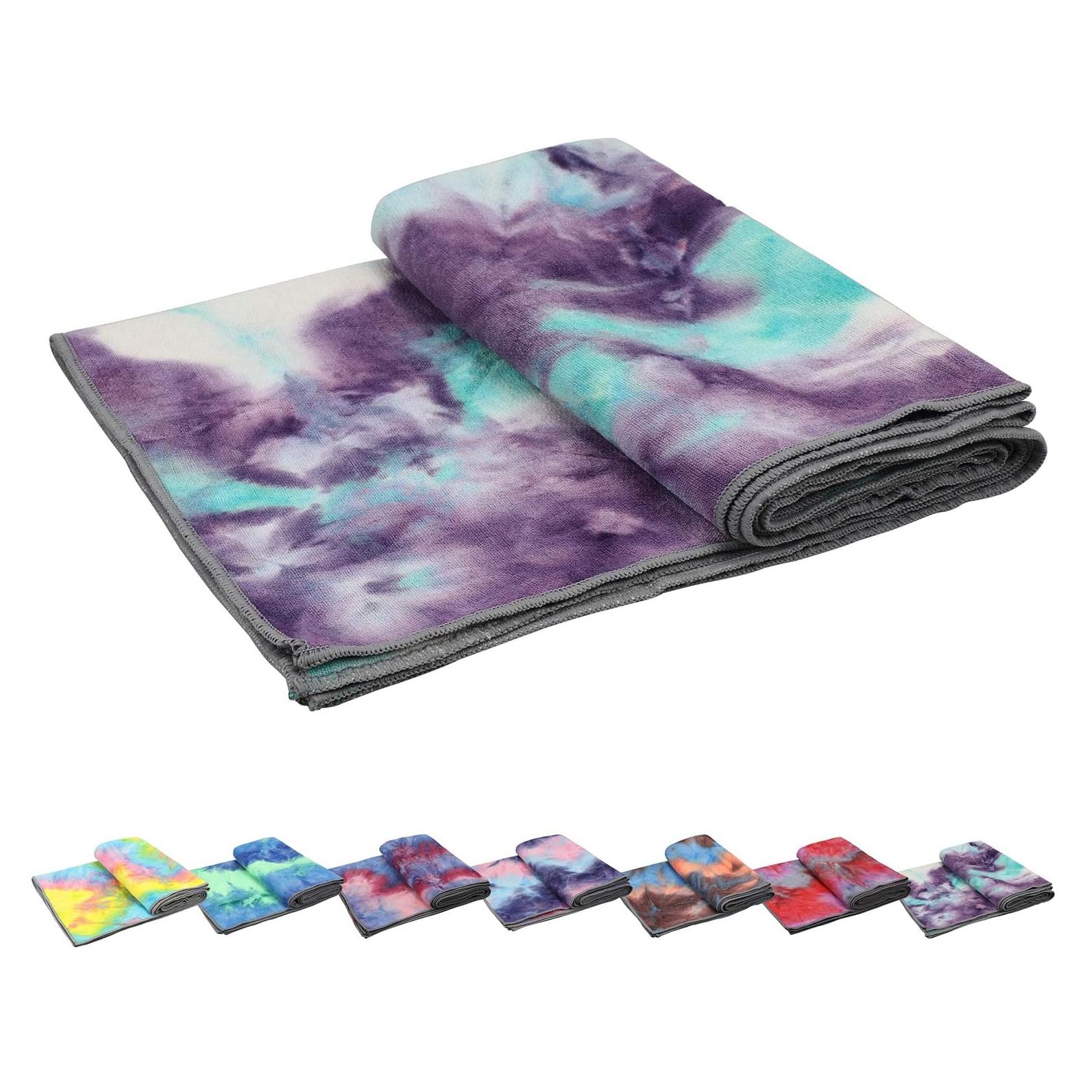 Toalla de Yoga Antideslizante Pefi 183x61 cm Microfibra Verde/Rosa