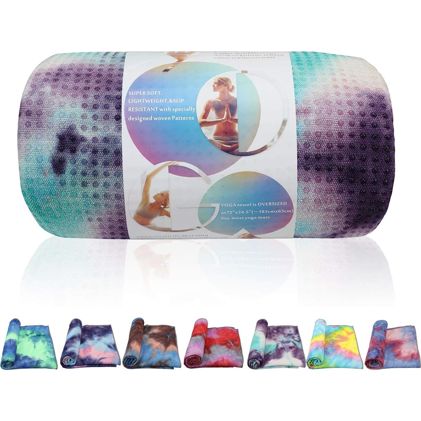 Toalla de Yoga Antideslizante Pefi 183x61 cm Microfibra Verde/Rosa