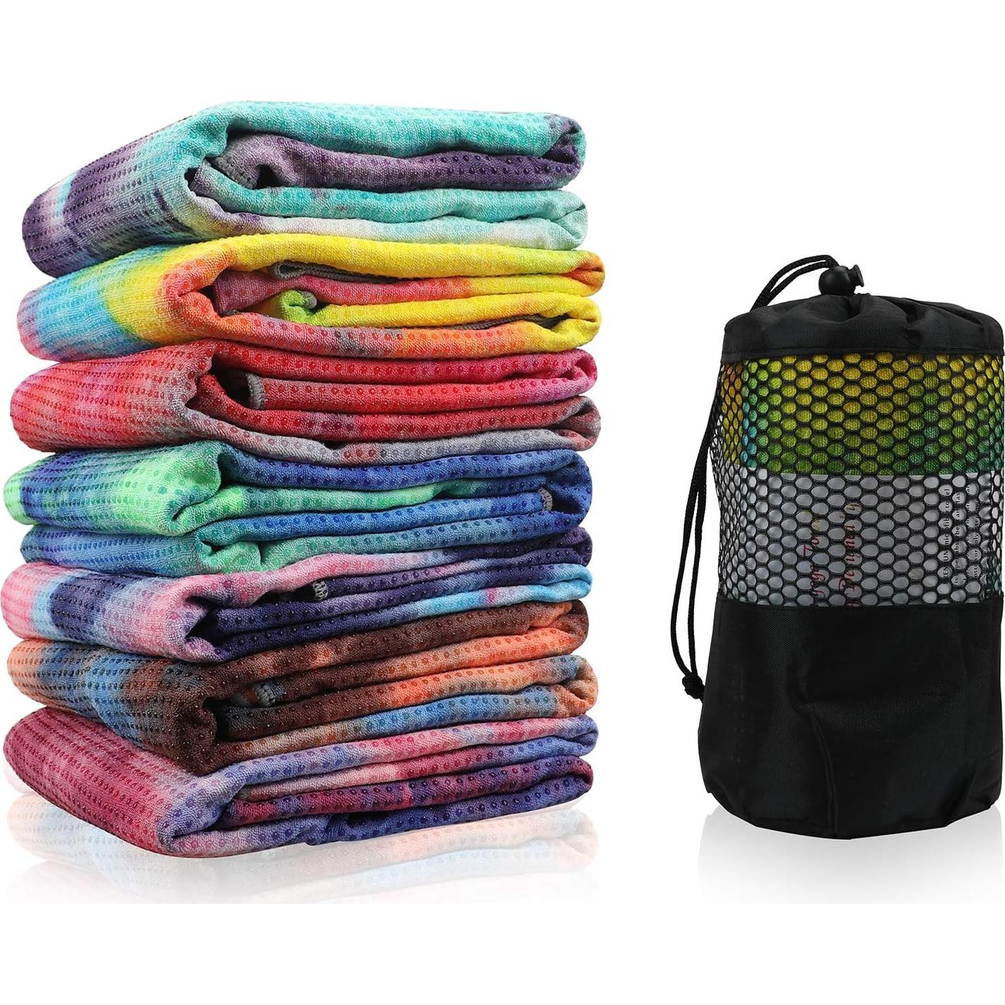 Toalla de Yoga Antideslizante Pefi 183x61 cm Microfibra Verde/Rosa