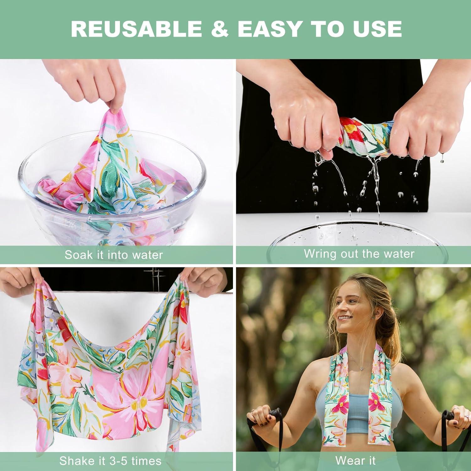 Toalla de Enfriamiento Pleneal 101.6x30.5 cm Microfibra Rosa Verde