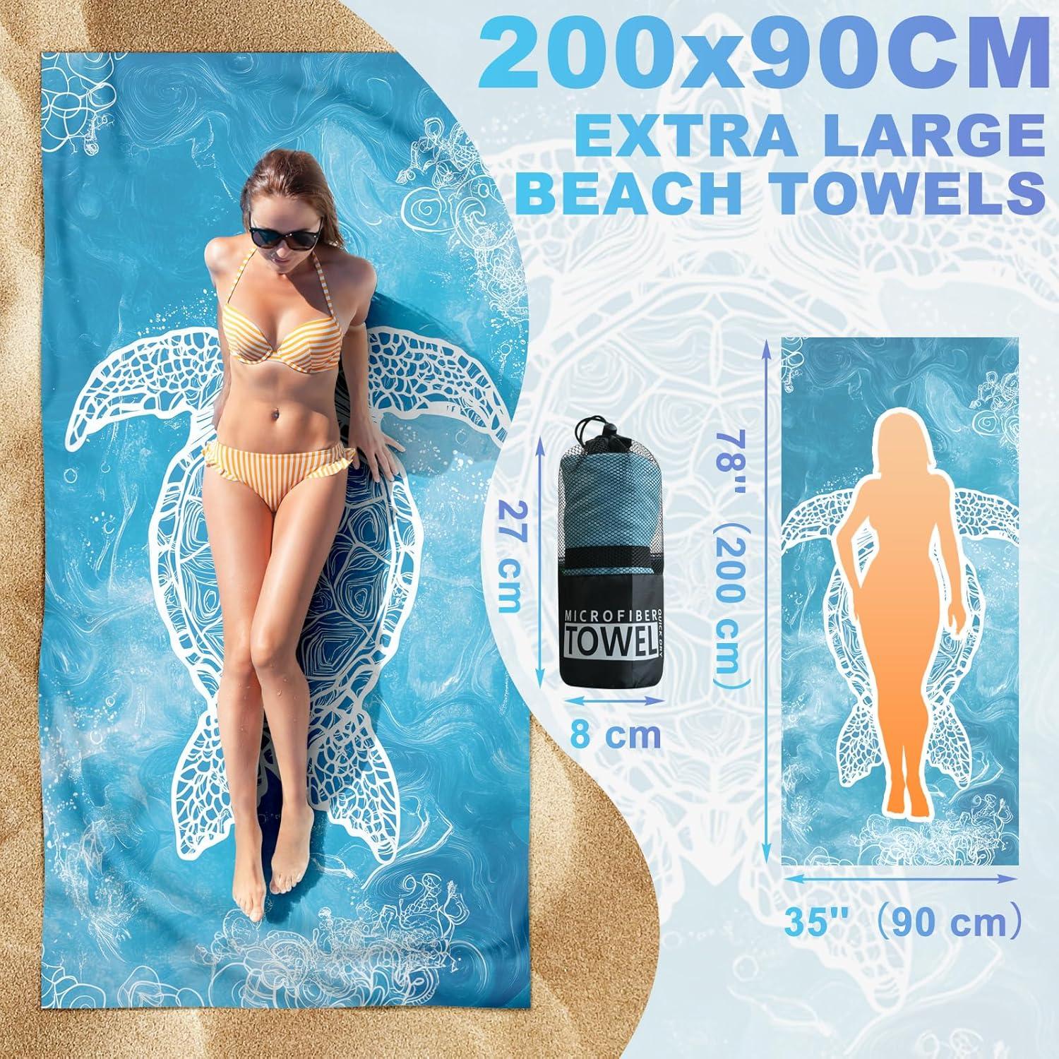 Toallas de Playa Lorymachy 200x90 cm - 2 Paquete Microfibra