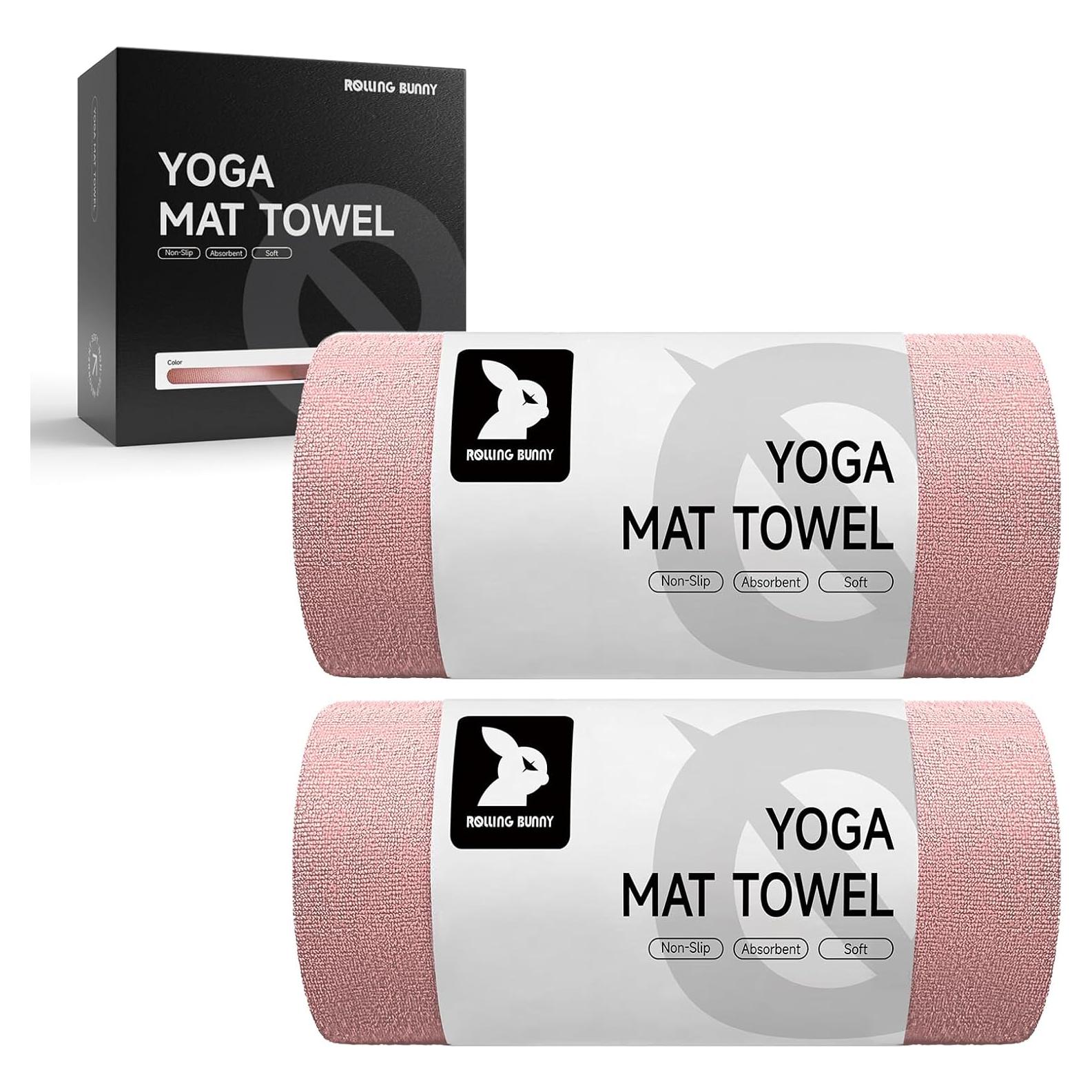 Toalla de Yoga RollingBunny Microfibra Antideslizante 2 Pzas Rosa