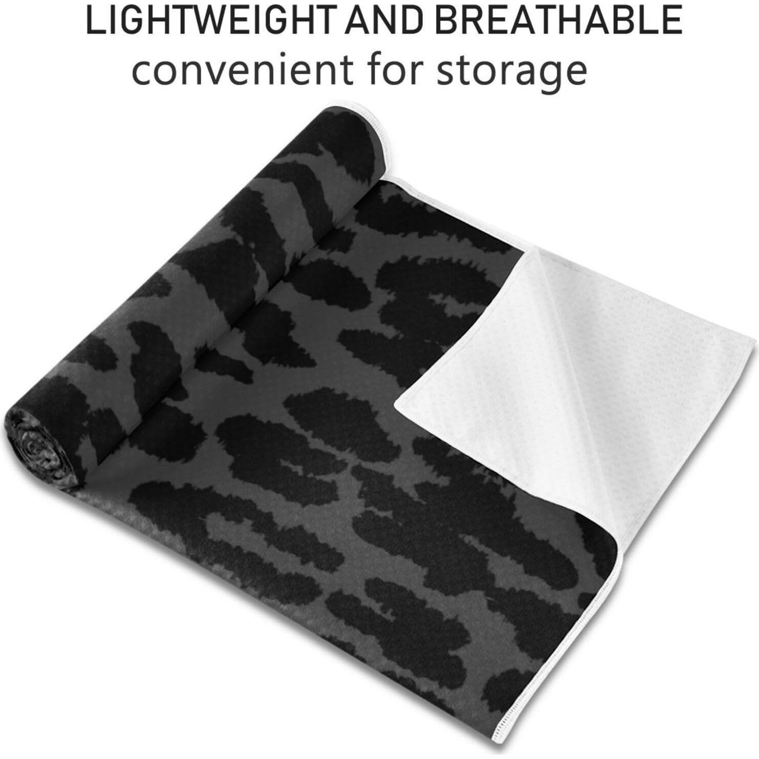 Toalla de Yoga Antideslizante YETTASBIN Negra Leopardo 185x69 cm
