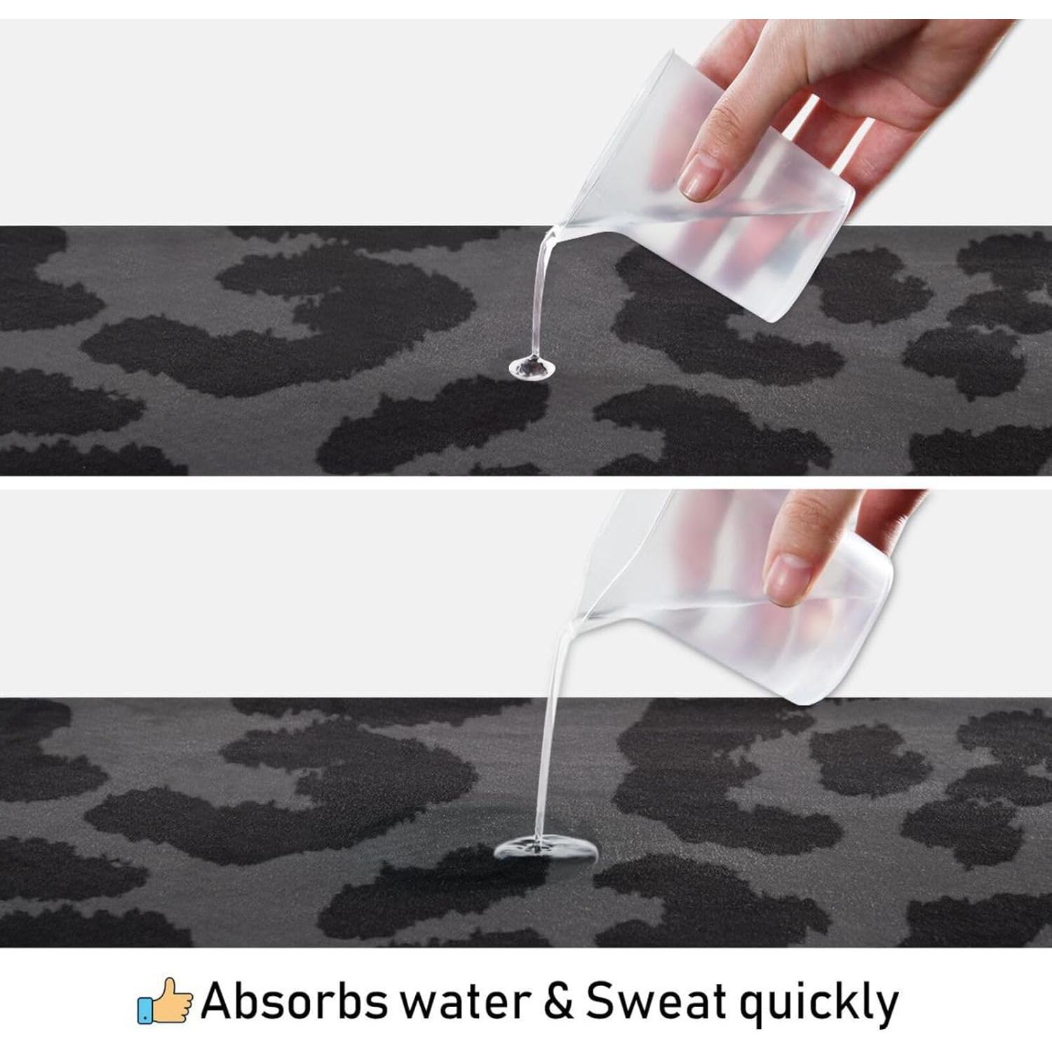 Toalla de Yoga Antideslizante YETTASBIN Negra Leopardo 185x69 cm