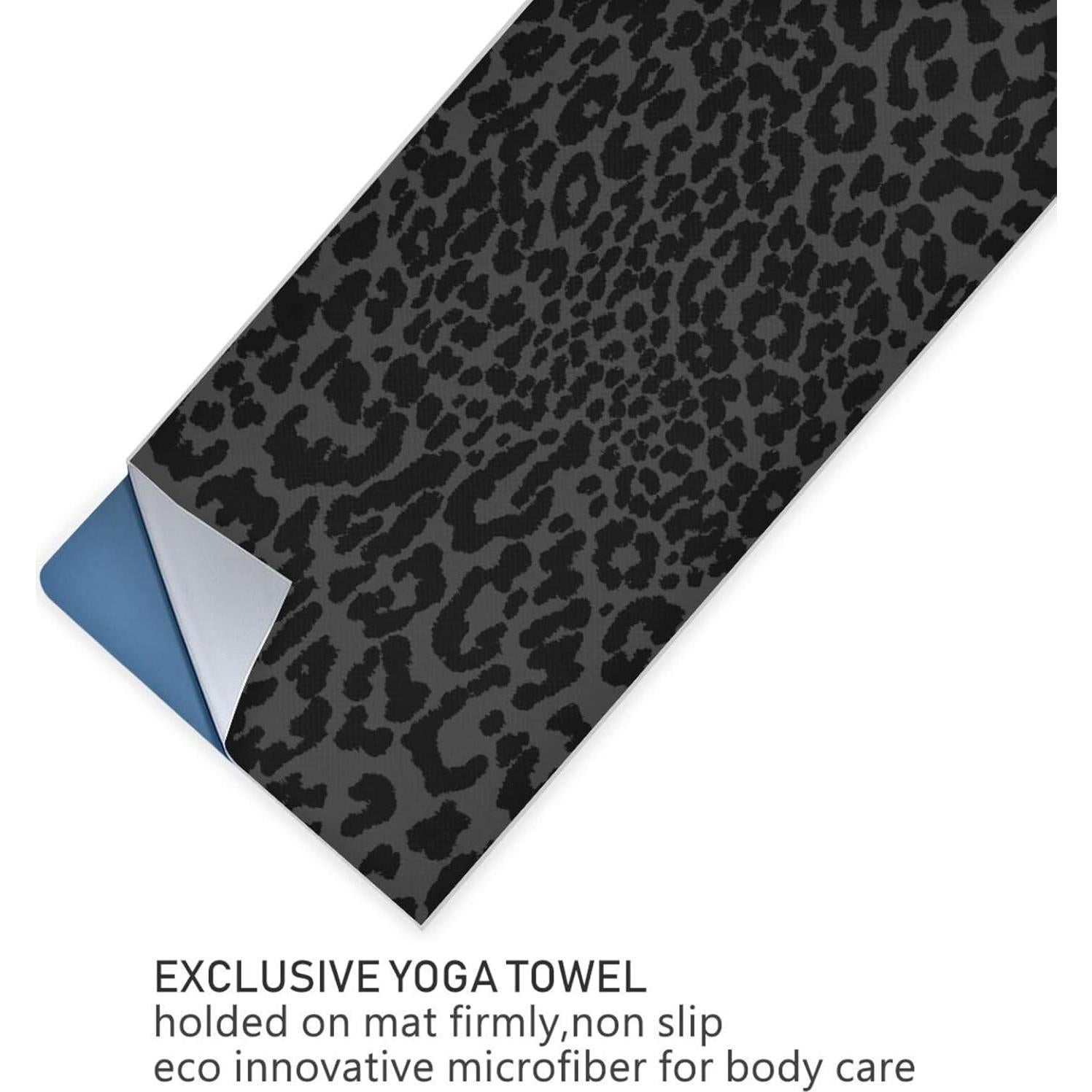 Toalla de Yoga Antideslizante YETTASBIN Negra Leopardo 185x69 cm