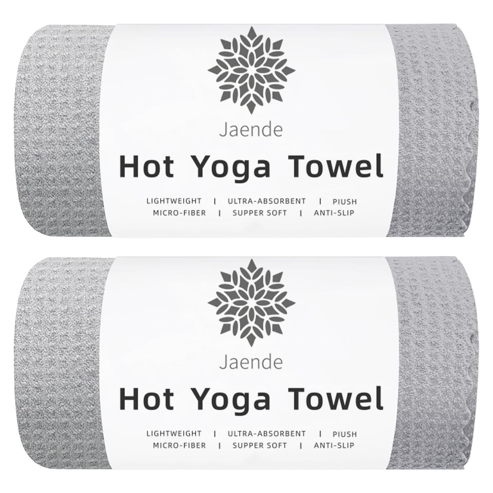 Paquete de 2 Toallas de Yoga Caliente Jaende Microfibra Gris