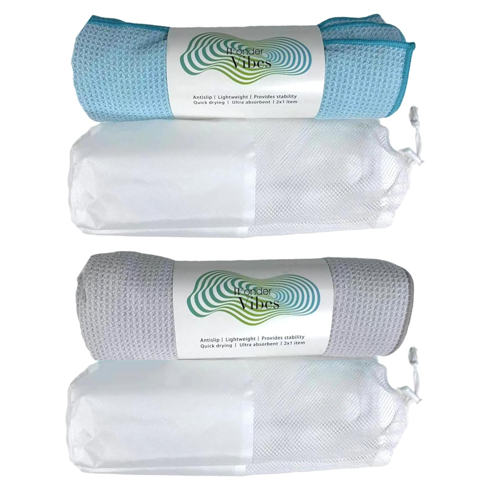 Paquete 2 Toallas de Yoga Antideslizantes WonderVibes 178x61cm