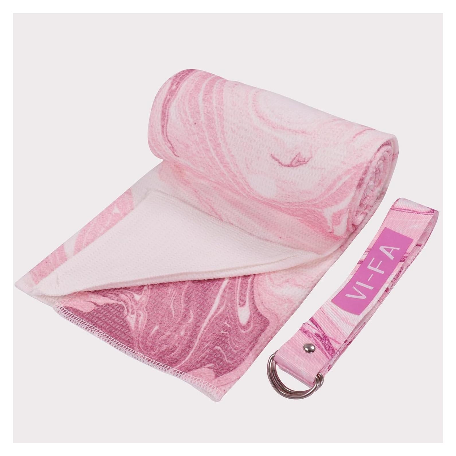 Toalla de Yoga VI-FA Antideslizante 173x61 cm Rosa Mármol