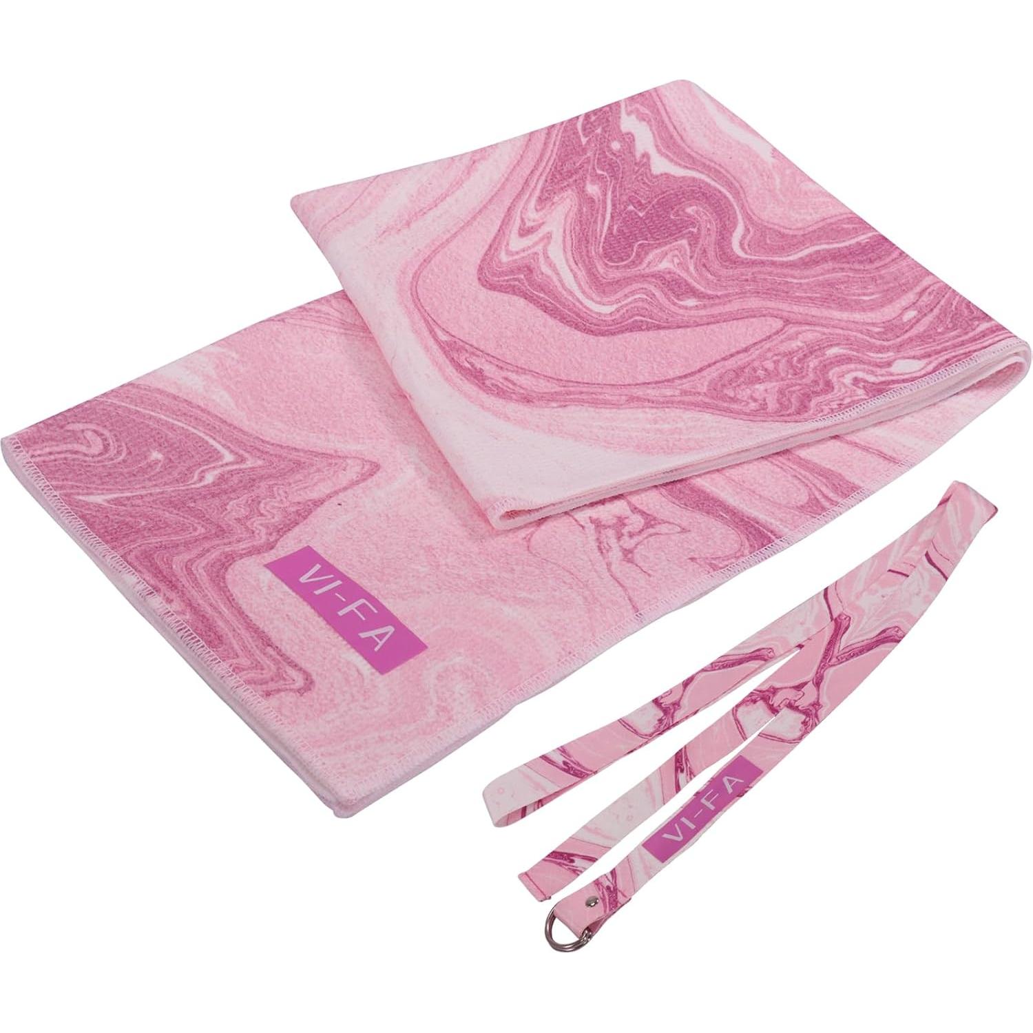 Toalla de Yoga VI-FA Antideslizante 173x61 cm Rosa Mármol