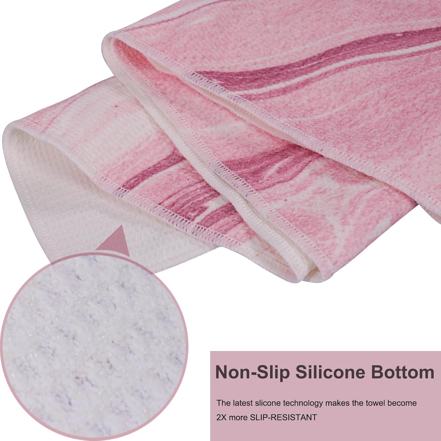 Toalla de Yoga VI-FA Antideslizante 173x61 cm Rosa Mármol