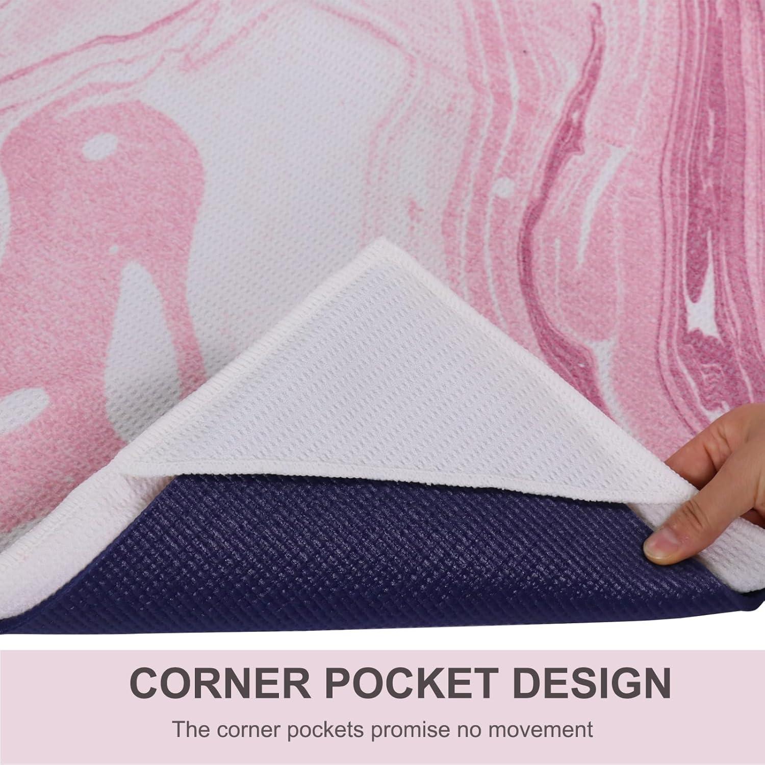 Toalla de Yoga VI-FA Antideslizante 173x61 cm Rosa Mármol