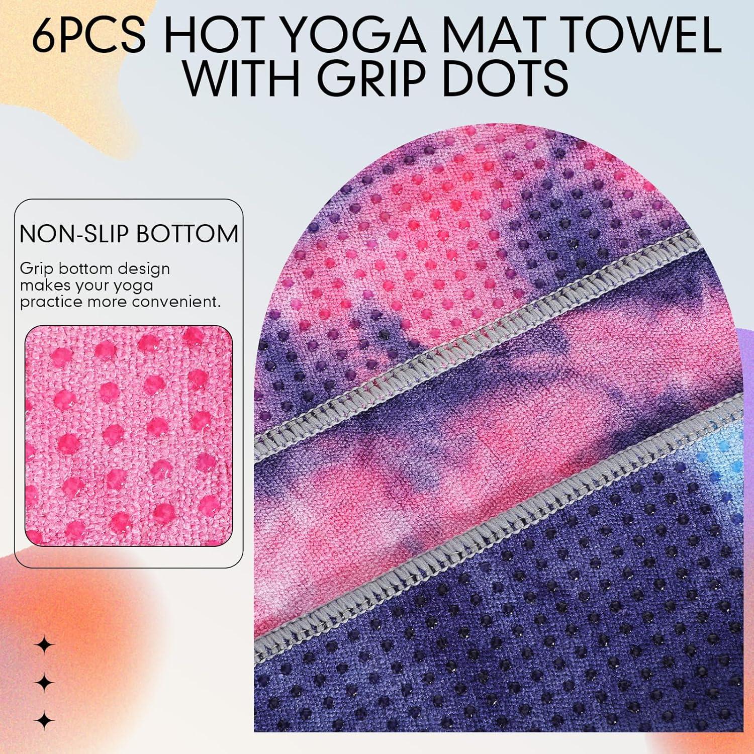 Toallas de Yoga Peryiter 6 Pcs Antideslizantes Microfibra 183x63cm