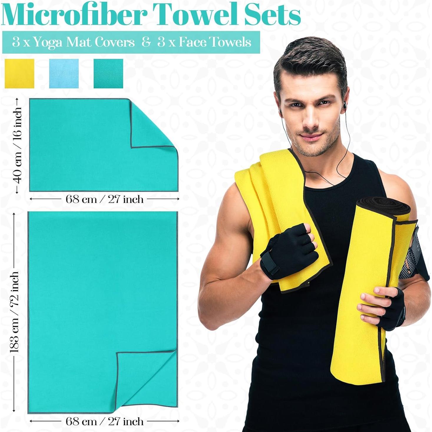 Toallas de Yoga Peryiter 6 Piezas Microfibra Antideslizantes