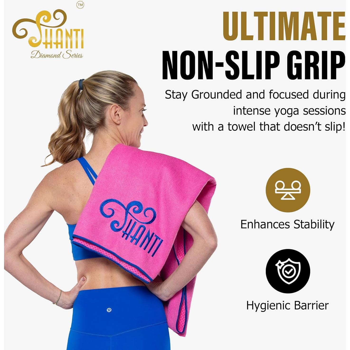 Toalla de Yoga Shanti Verde Antideslizante Secado Rápido 30x30 cm