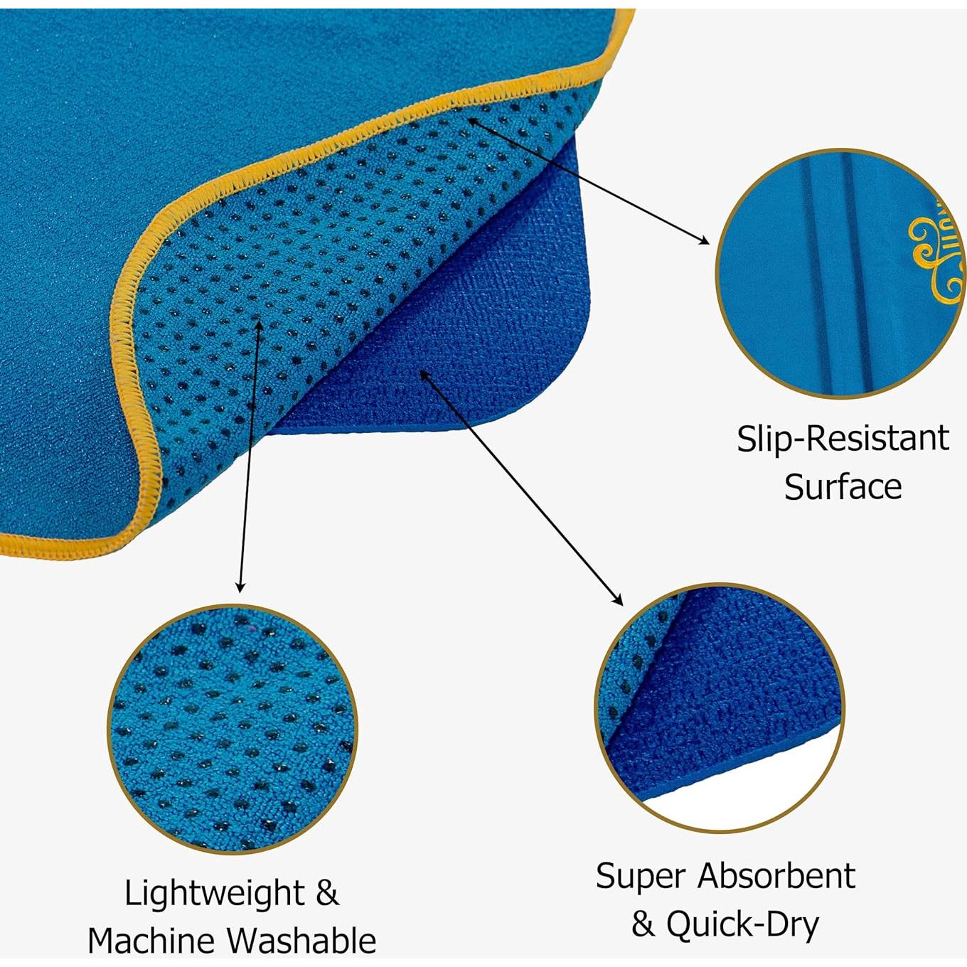 Toalla de Yoga Shanti Verde Antideslizante Secado Rápido 30x30 cm
