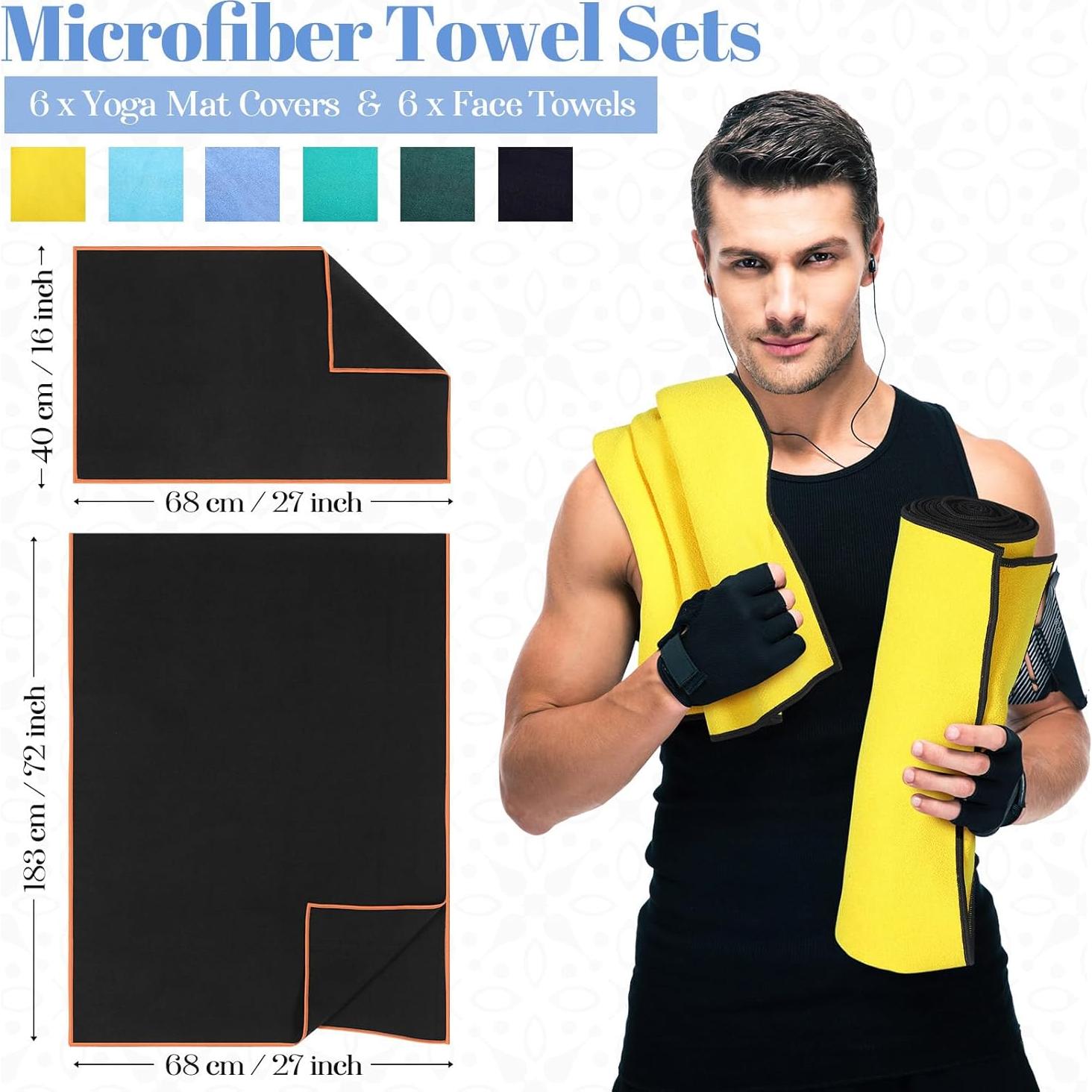 Set de 12 Toallas de Yoga Peryiter Microfibra Antideslizante