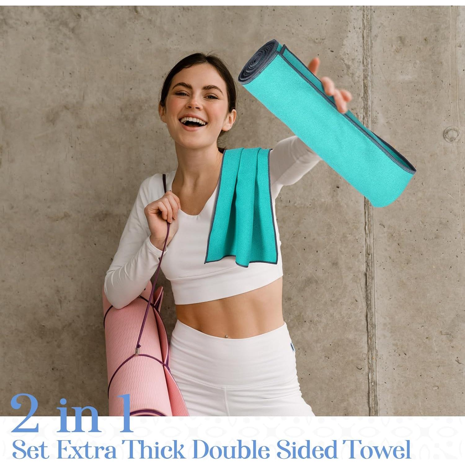 Set de 12 Toallas de Yoga Peryiter Microfibra Antideslizante